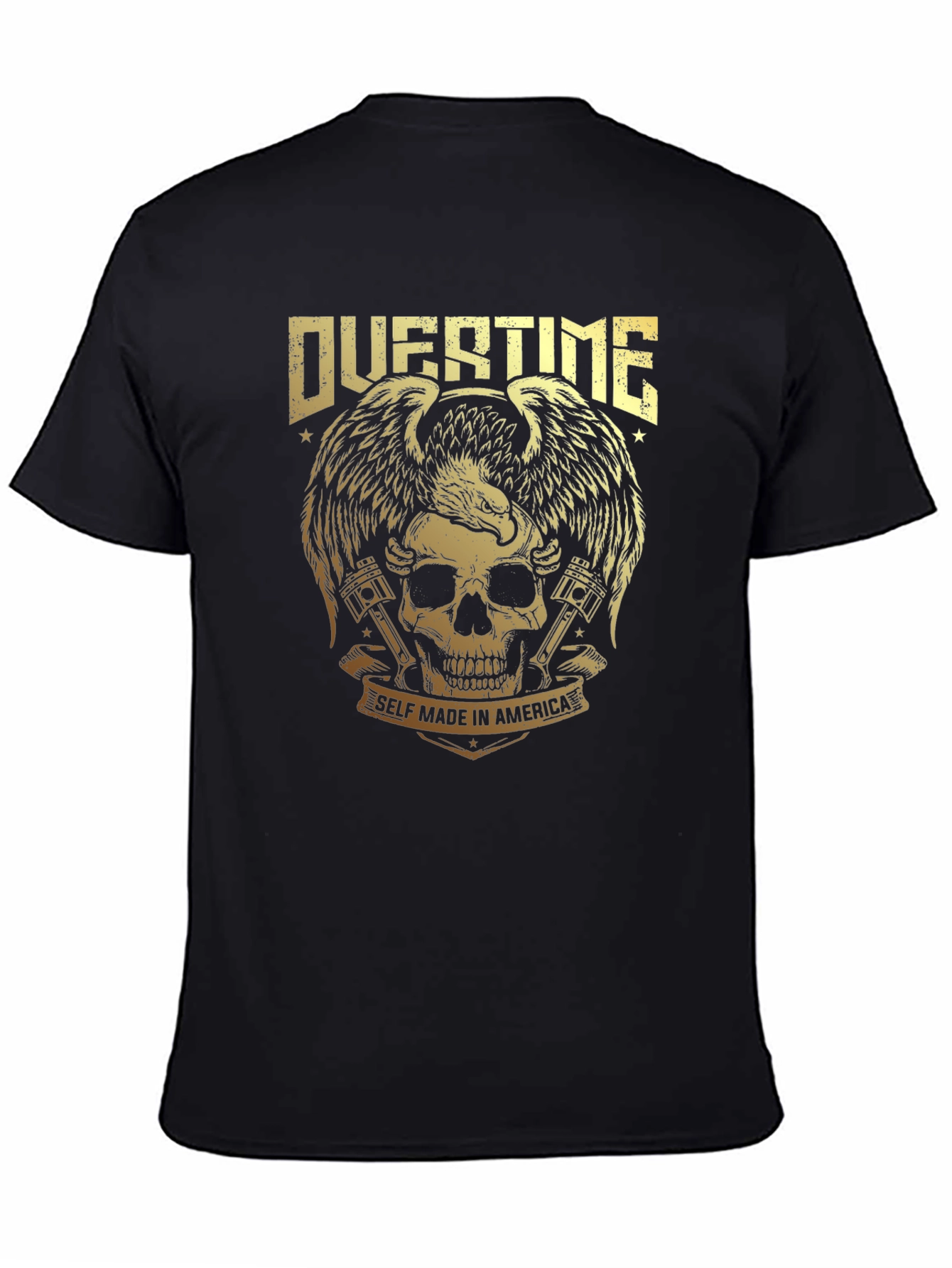 Overtime Skull & Eagle Graphic Tee - Black