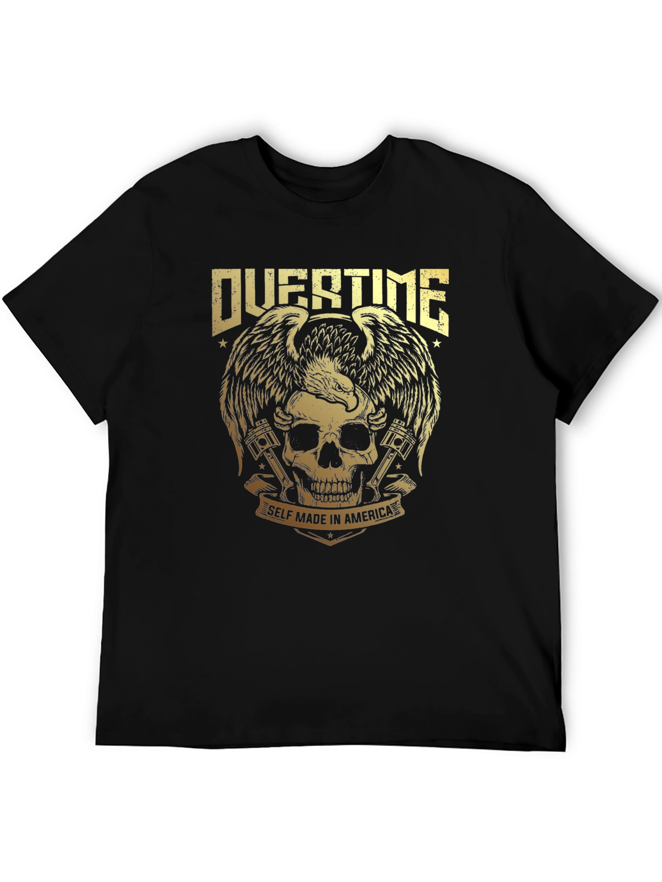 Overtime Skull & Eagle Graphic Tee - Black