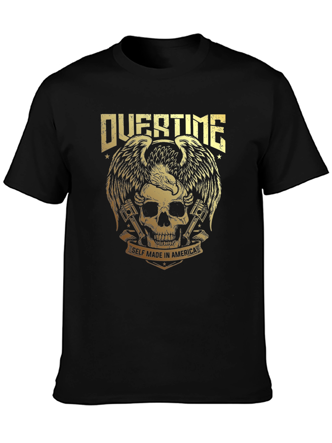 Overtime Skull & Eagle Graphic Tee - Black