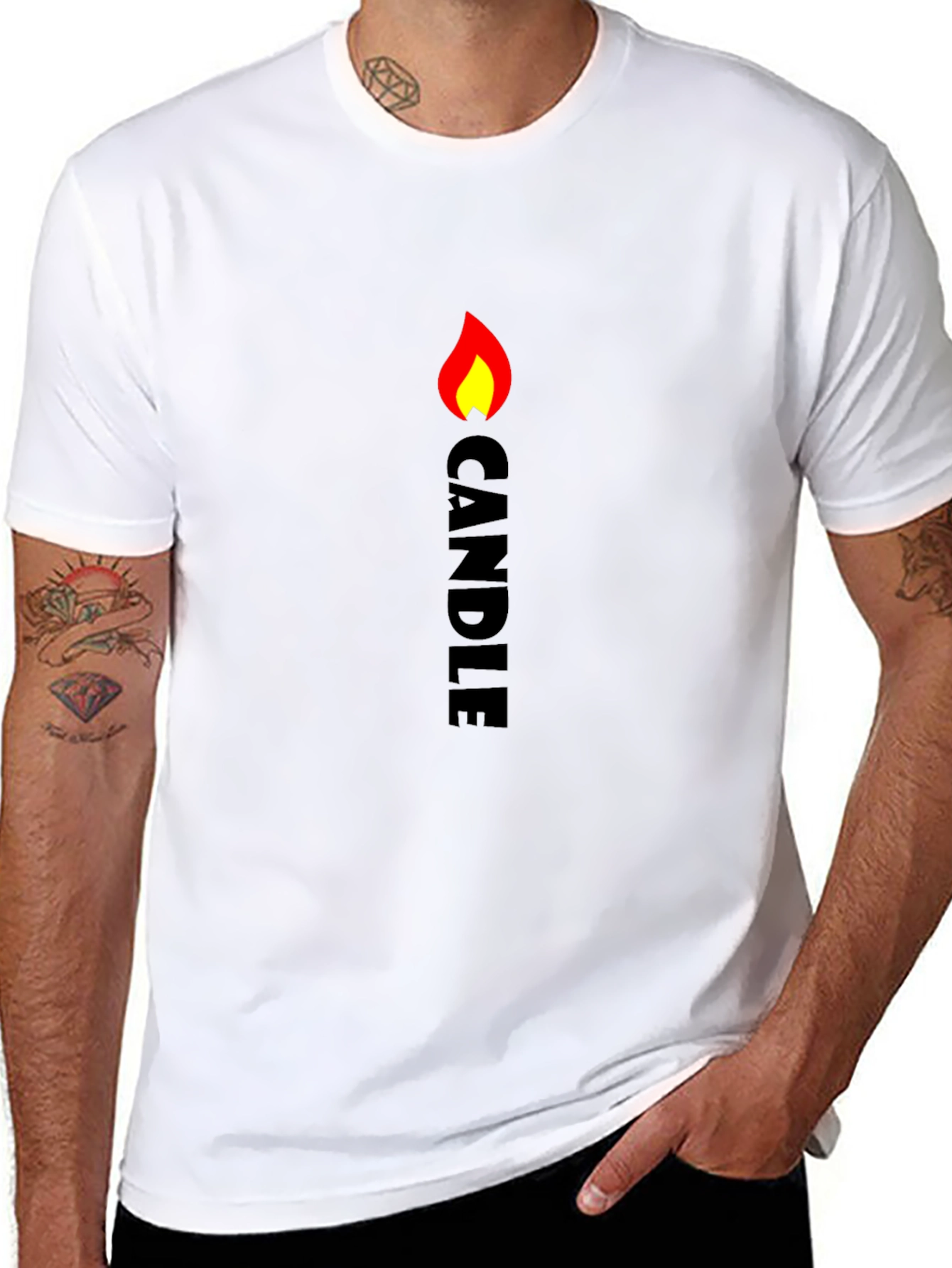 Candle Graphic T-Shirt - Modern Minimalist Design