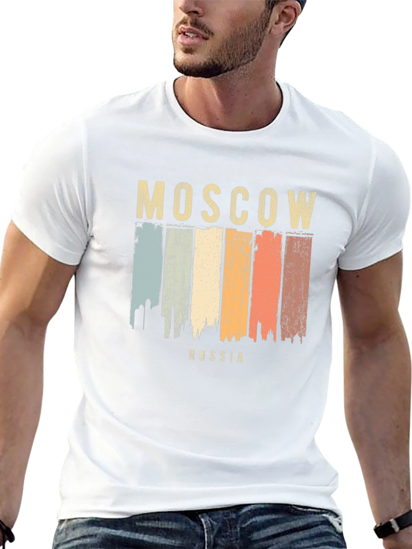 Moscow Russia Retro Cityscape T-Shirt