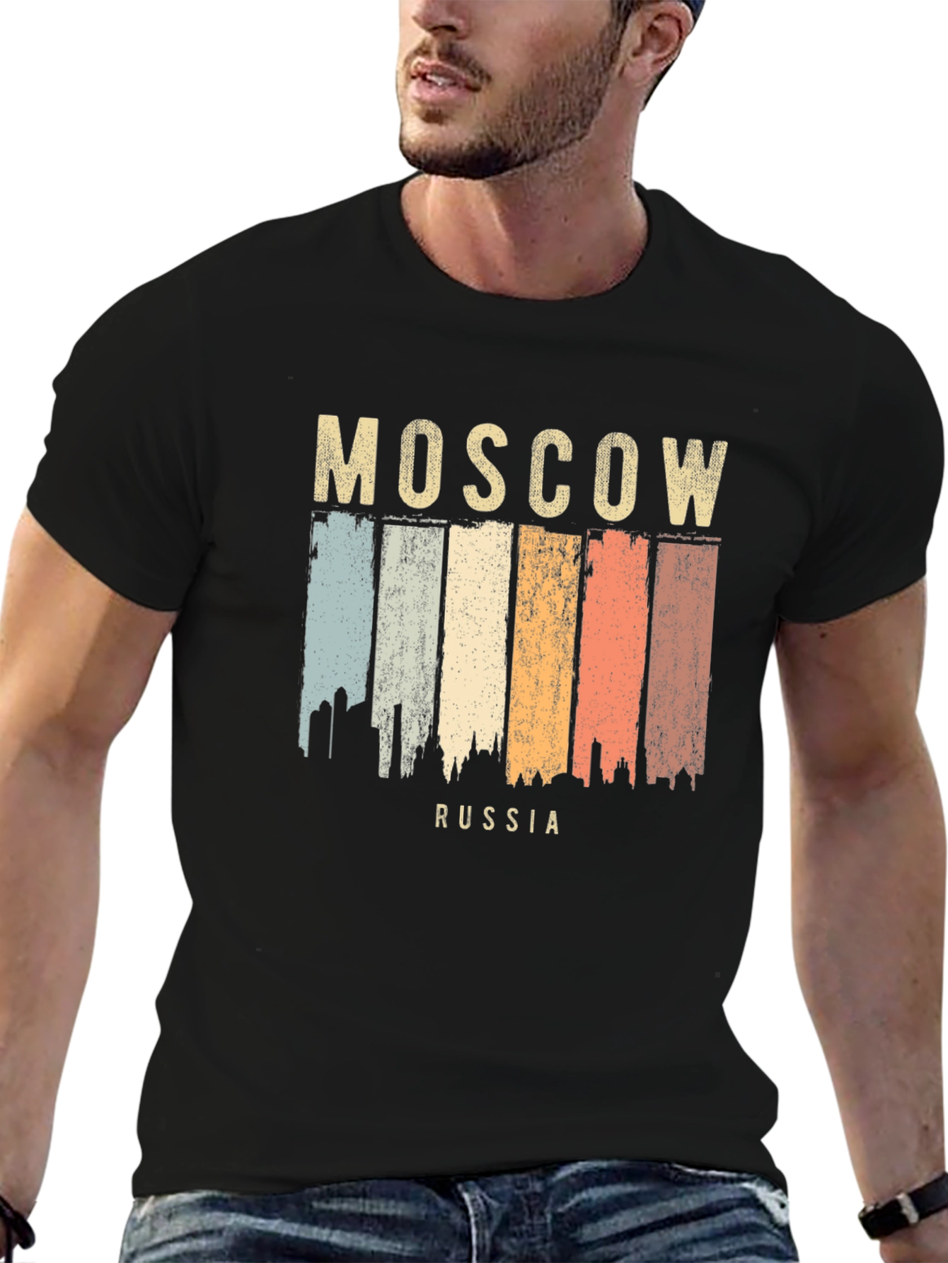 Moscow Russia Retro Cityscape T-Shirt