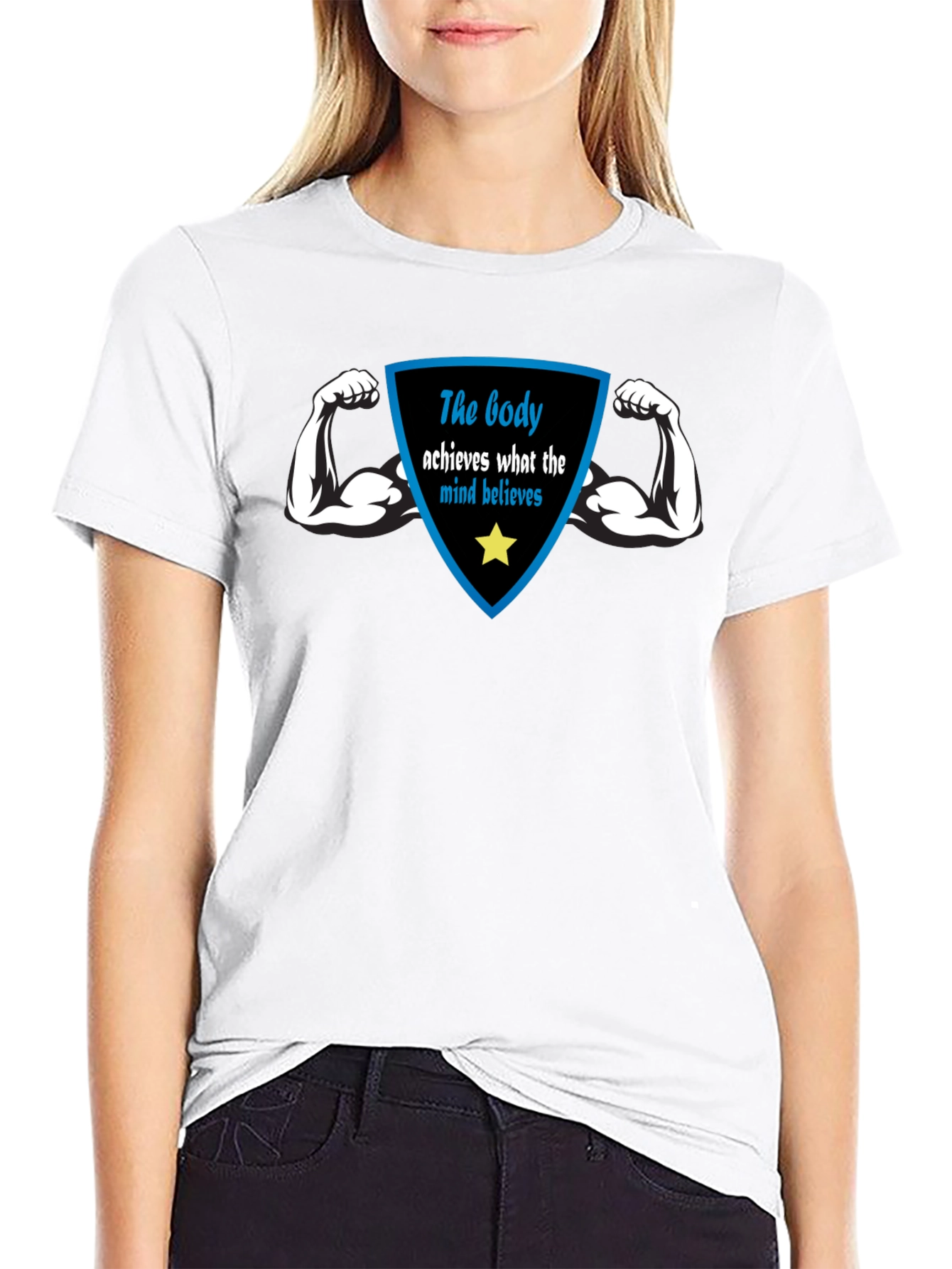 Motivational Black T-Shirt: Body Achieves