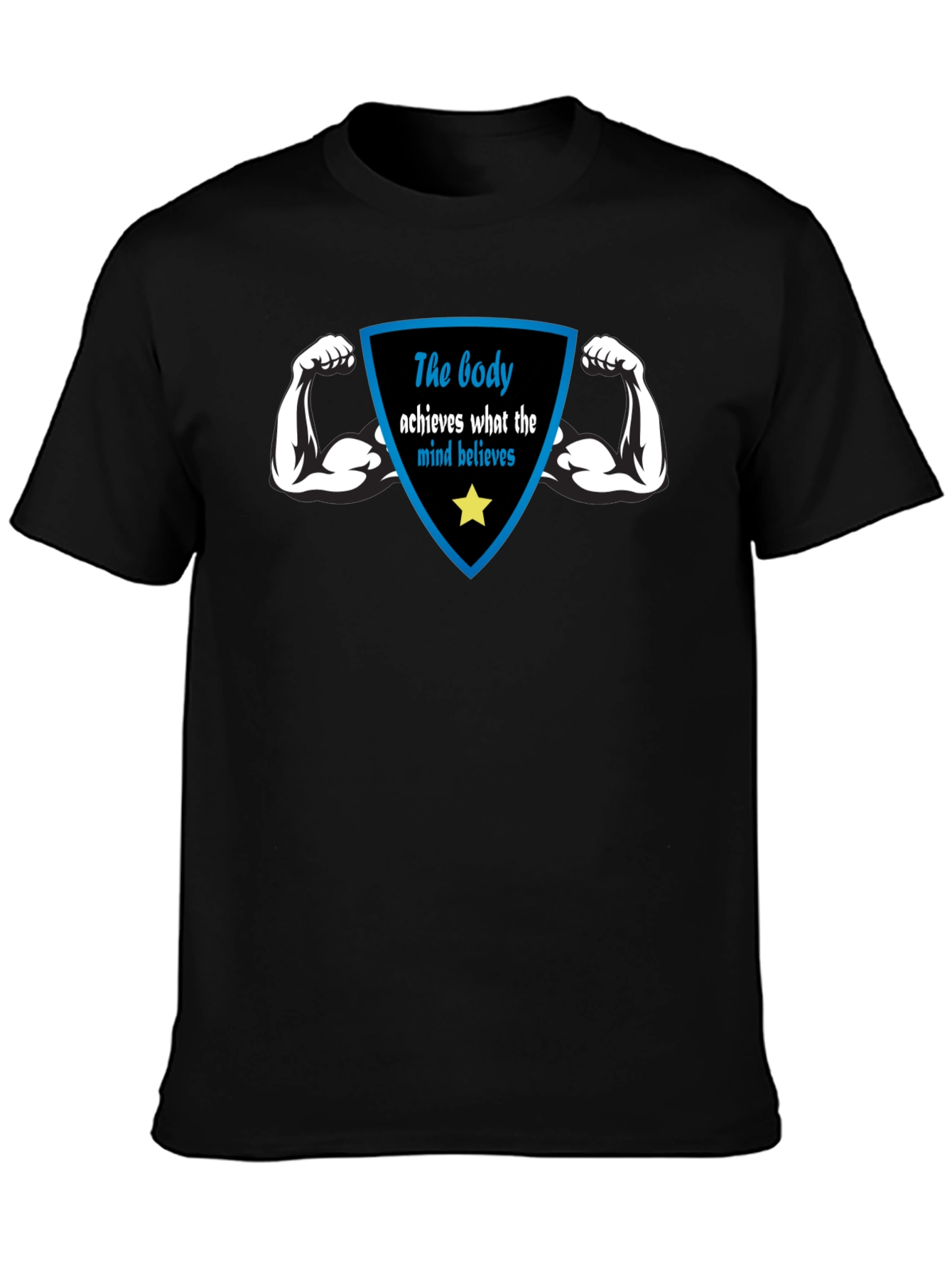 Motivational Black T-Shirt: Body Achieves