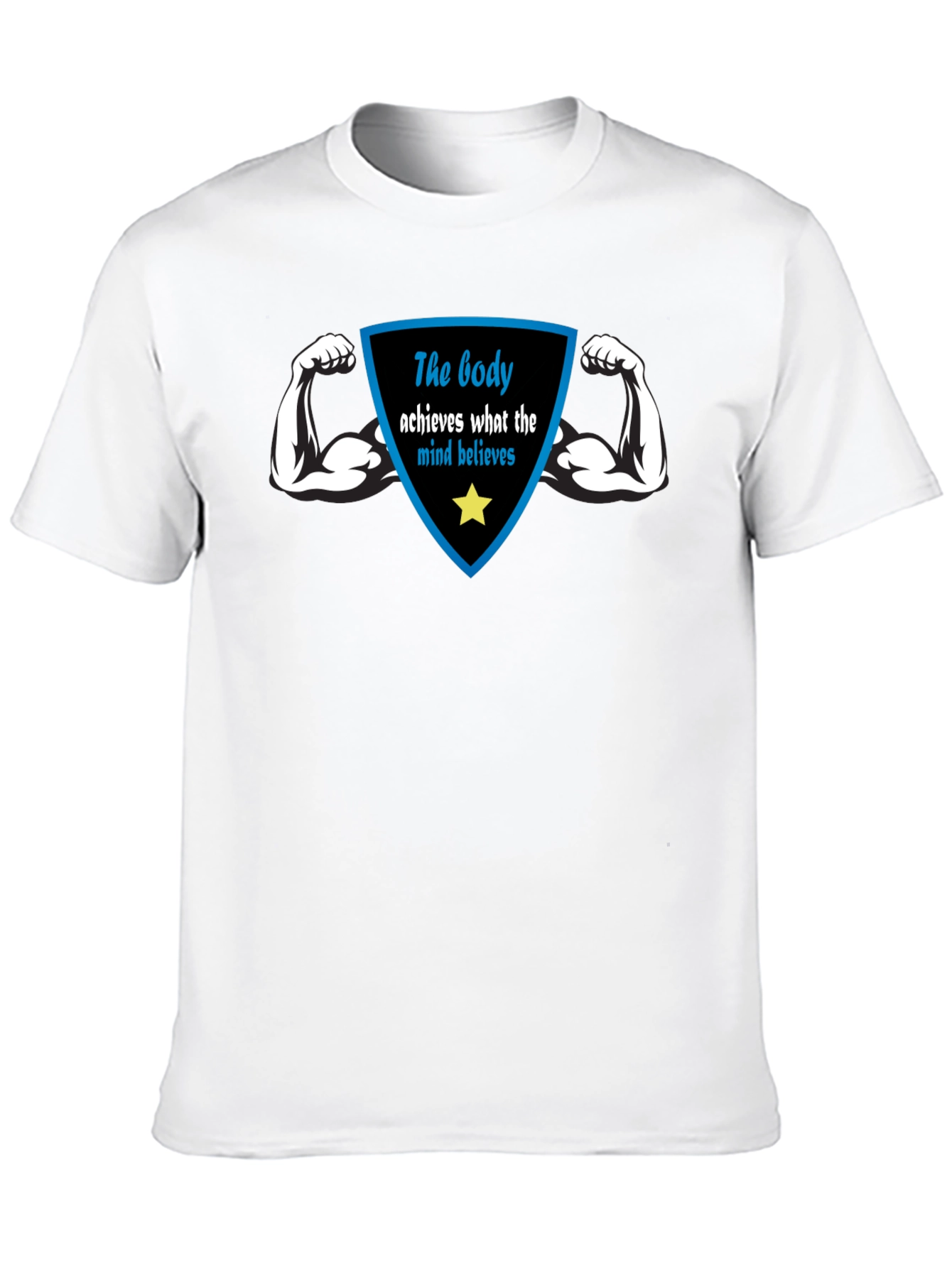 Motivational Black T-Shirt: Body Achieves