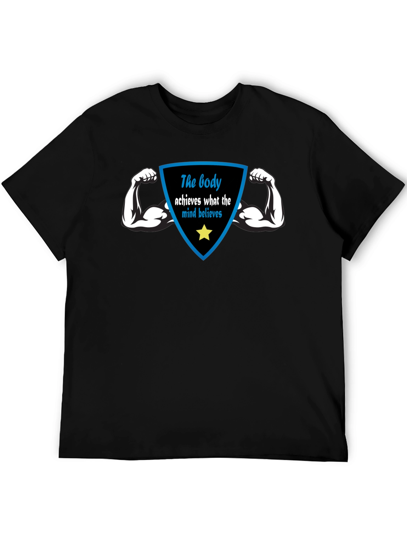 Motivational Black T-Shirt: Body Achieves