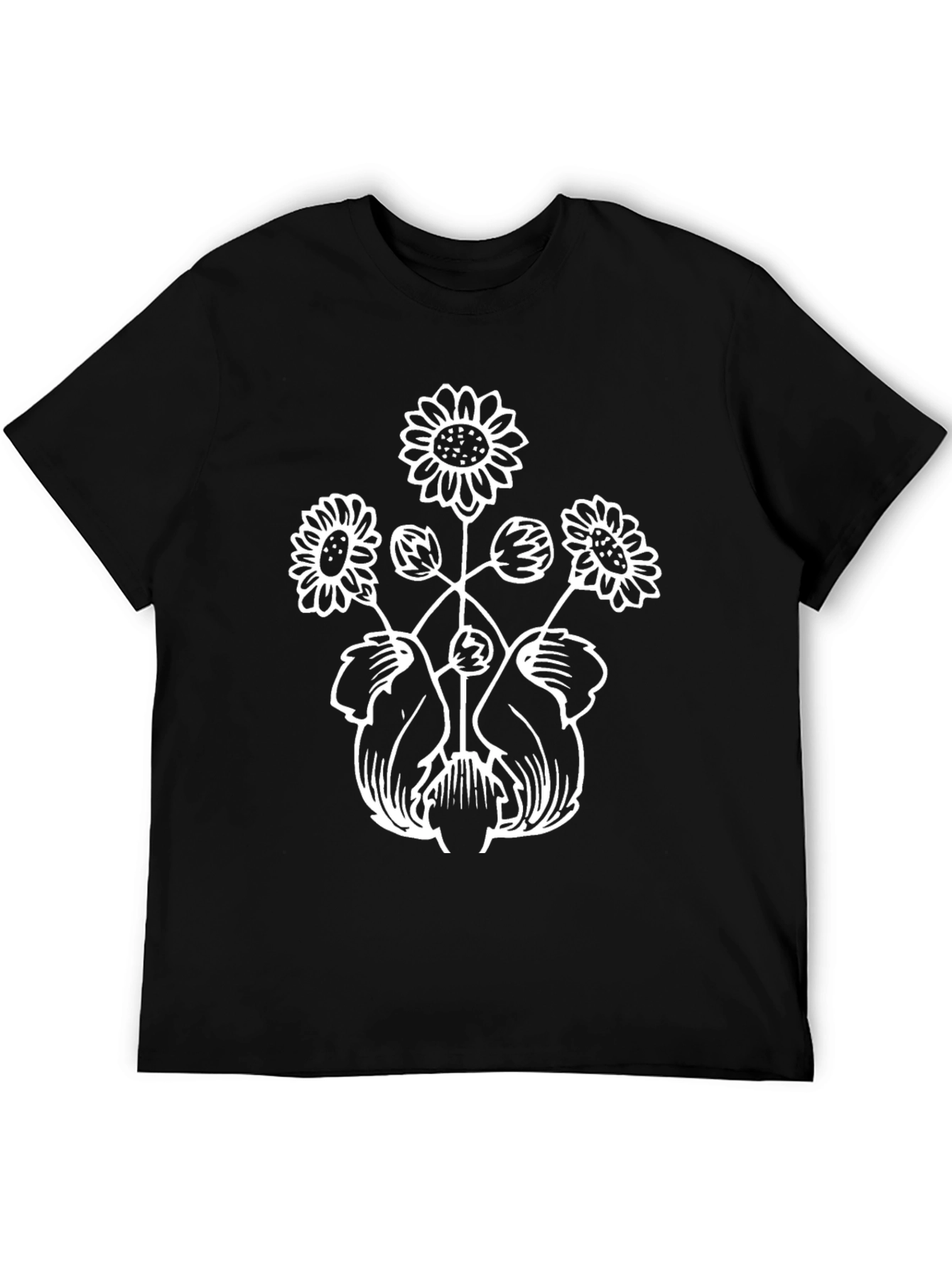 Floral Graphic Tee - Black Cotton Comfort