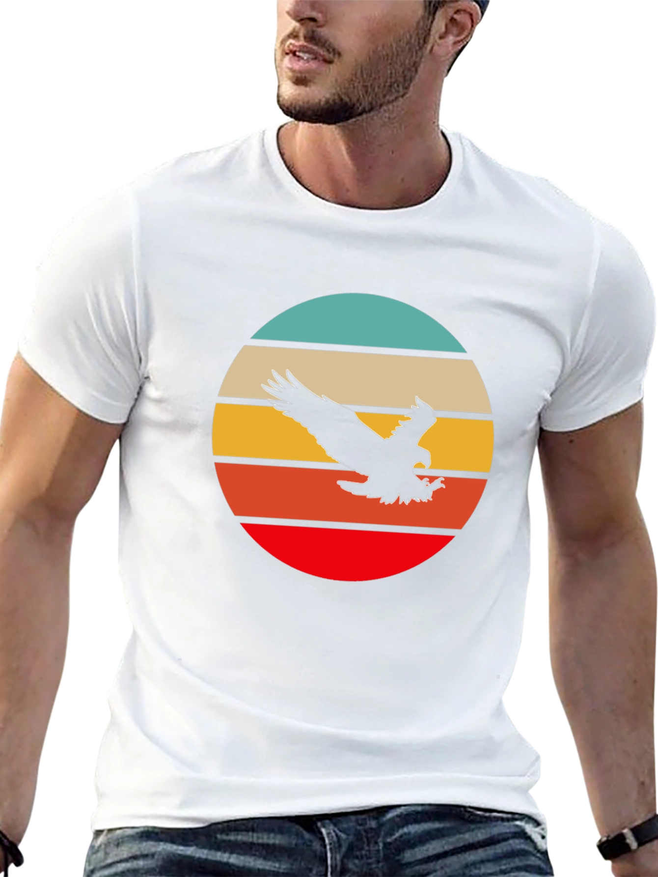 Retro Eagle Sunset T-Shirt - Black