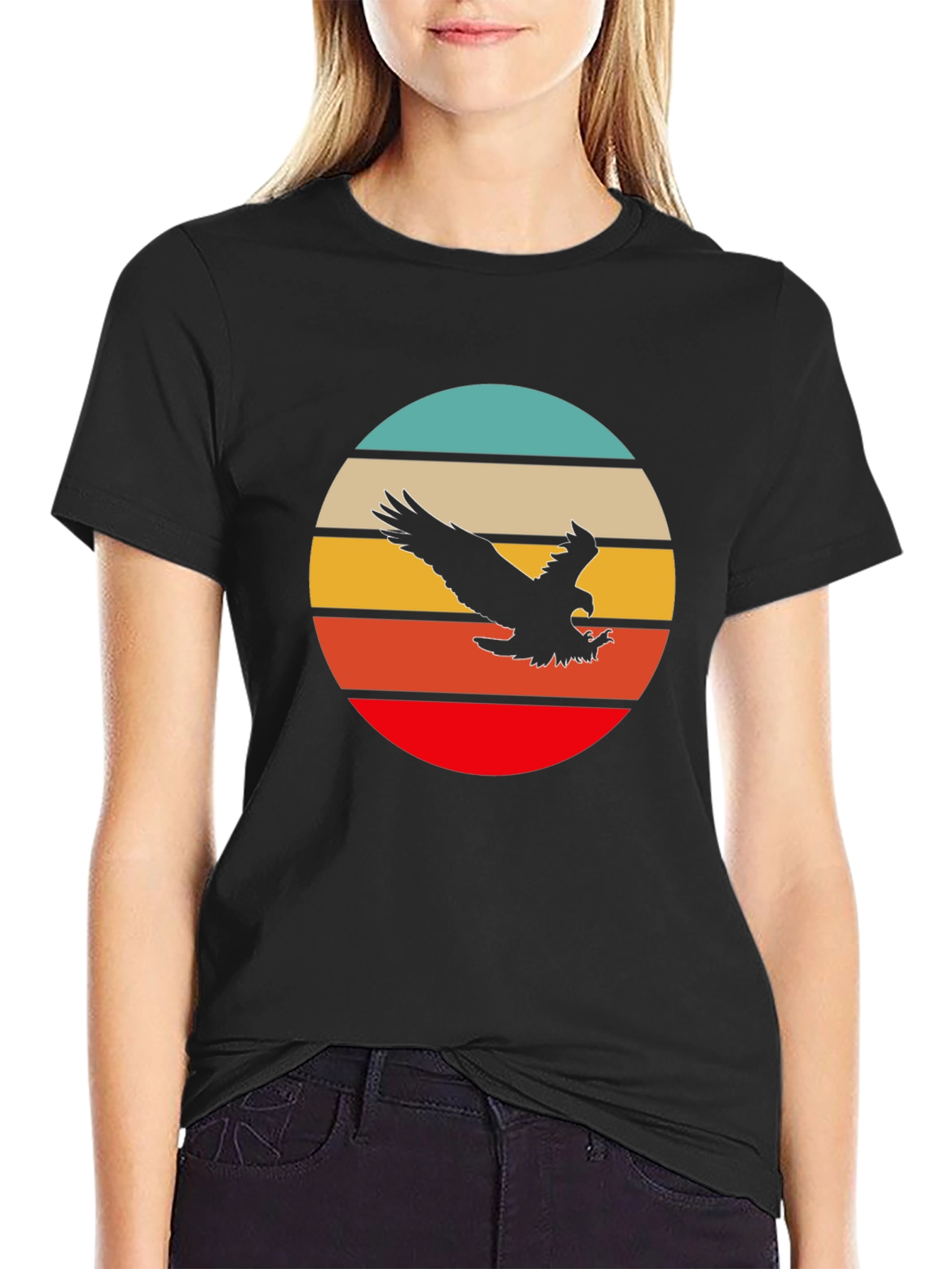 Retro Eagle Sunset T-Shirt - Black