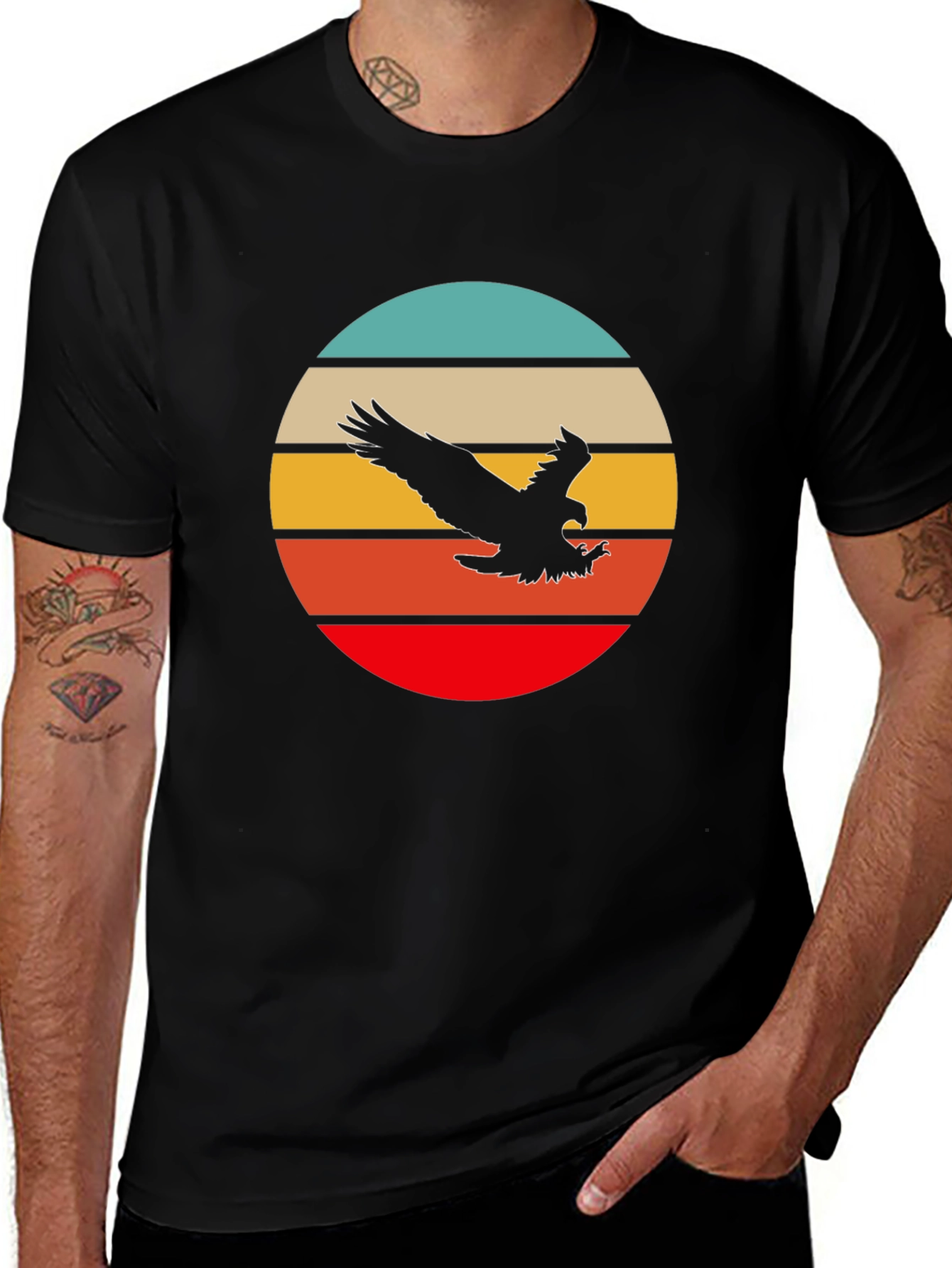 Retro Eagle Sunset T-Shirt - Black