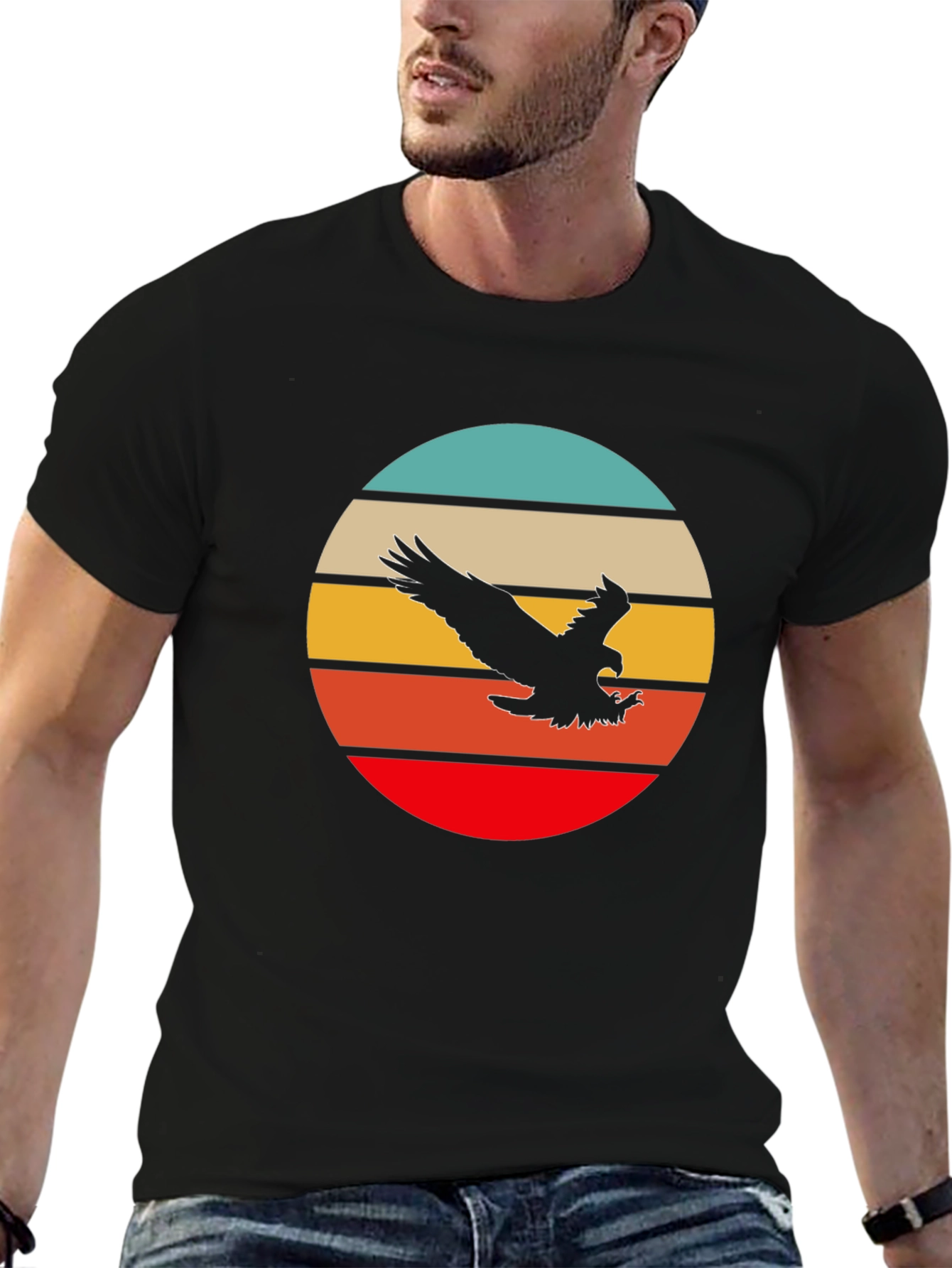 Retro Eagle Sunset T-Shirt - Black