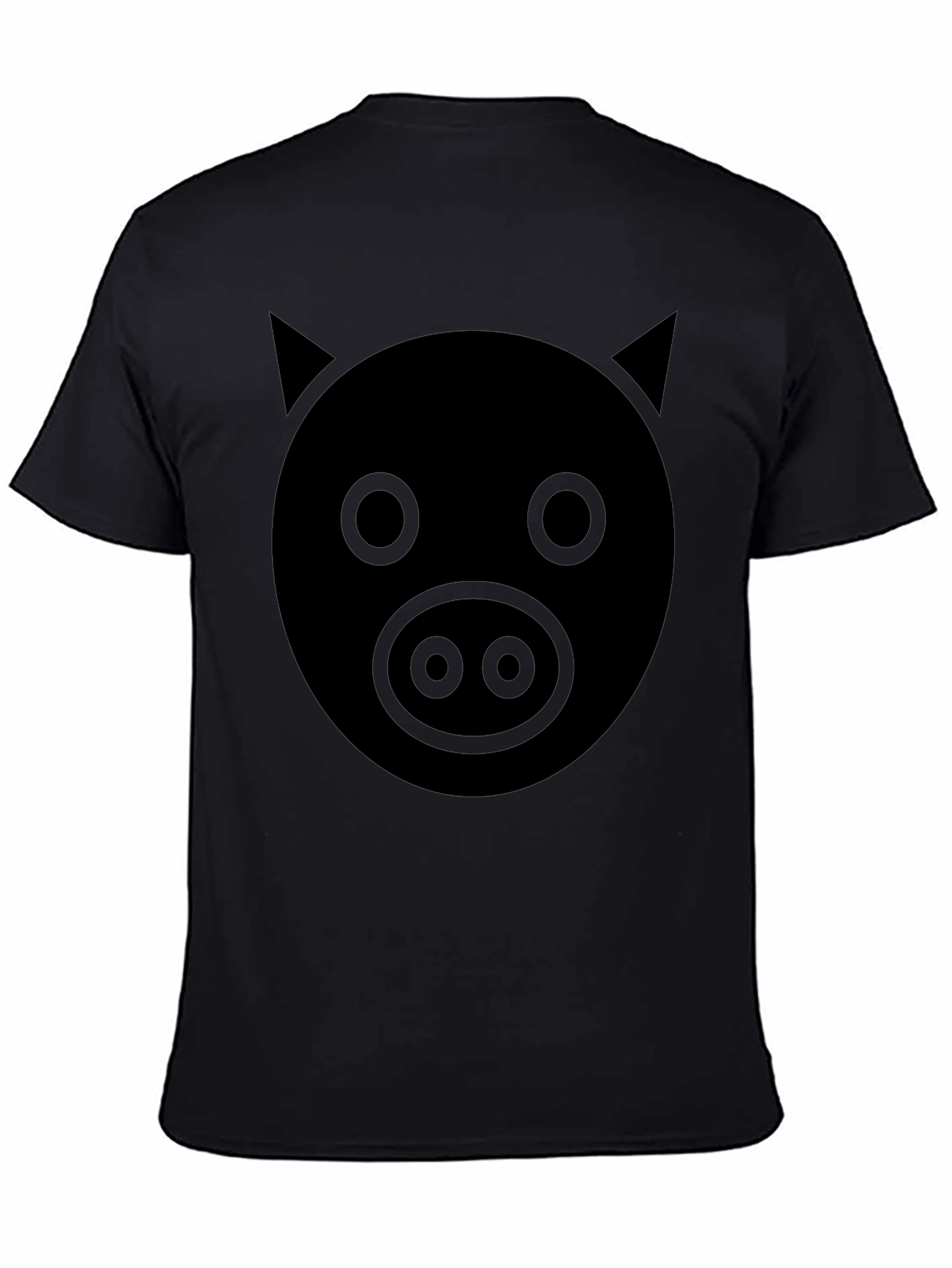 Mens Pig Face Graphic Tee - Black Cotton Blend