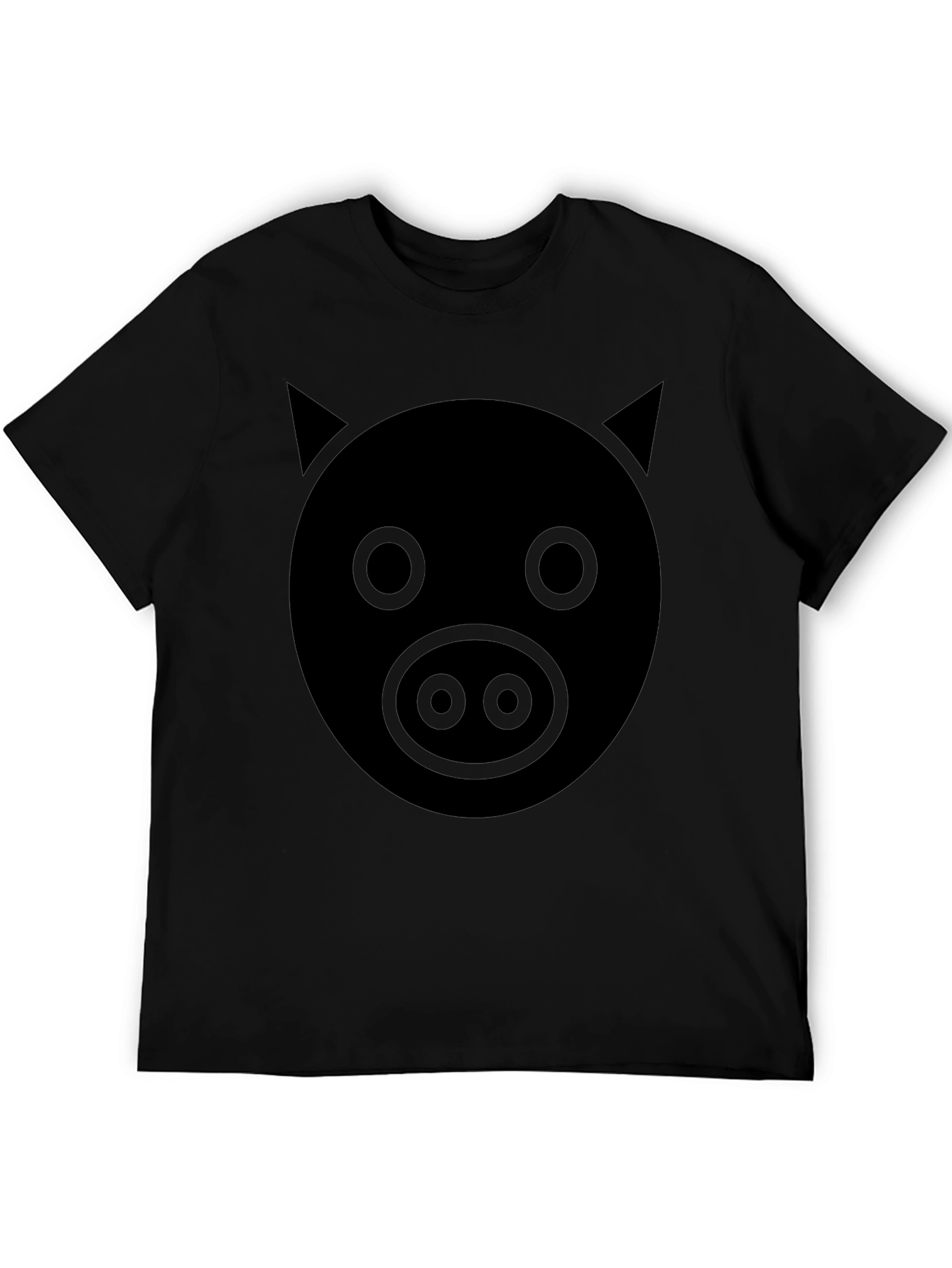 Mens Pig Face Graphic Tee - Black Cotton Blend