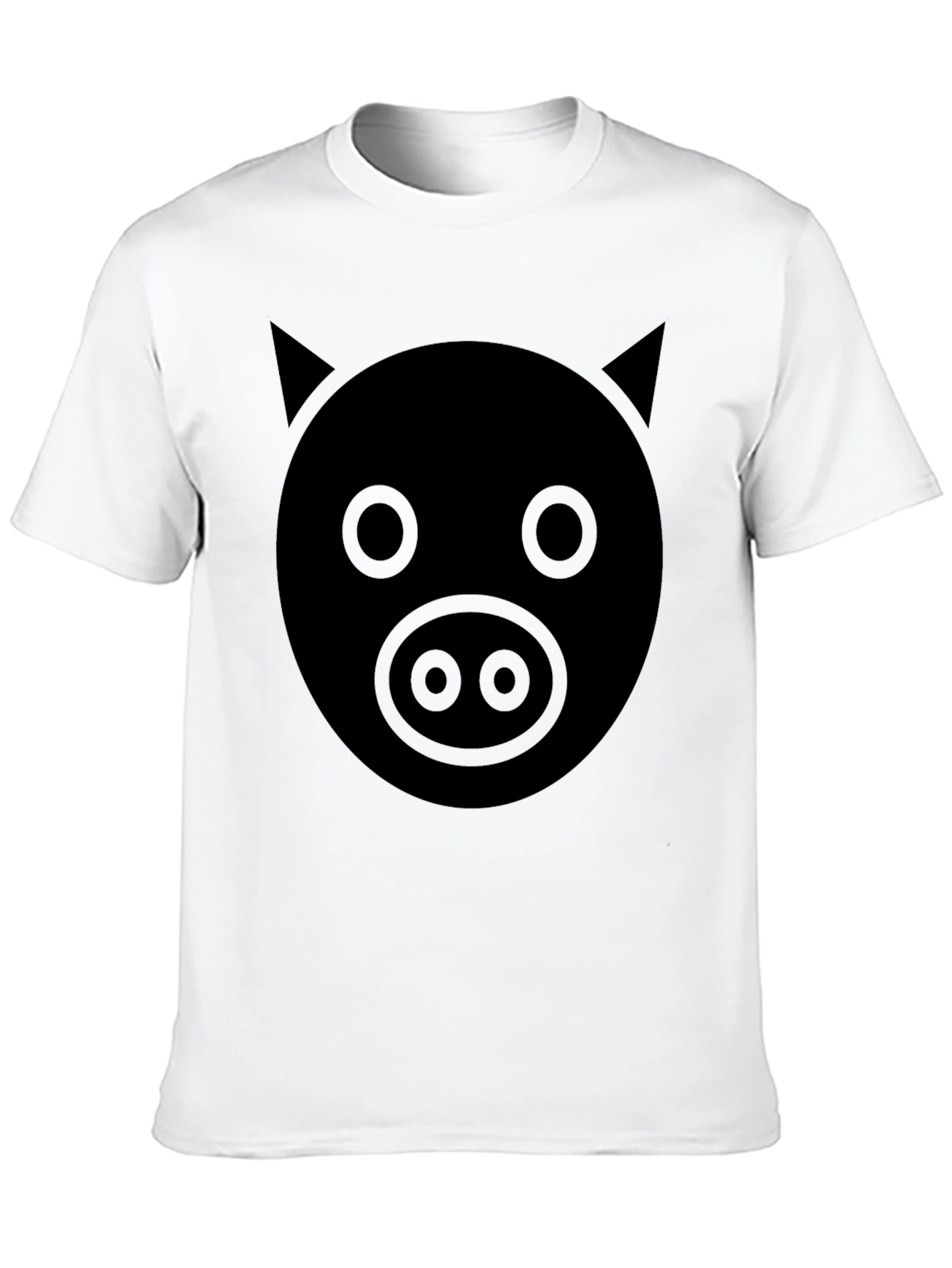 Mens Pig Face Graphic Tee - Black Cotton Blend