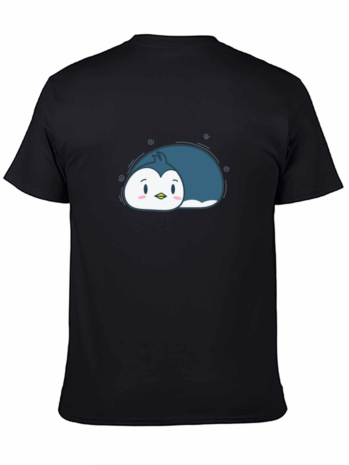 Cute Cartoon Penguin Black T-Shirt