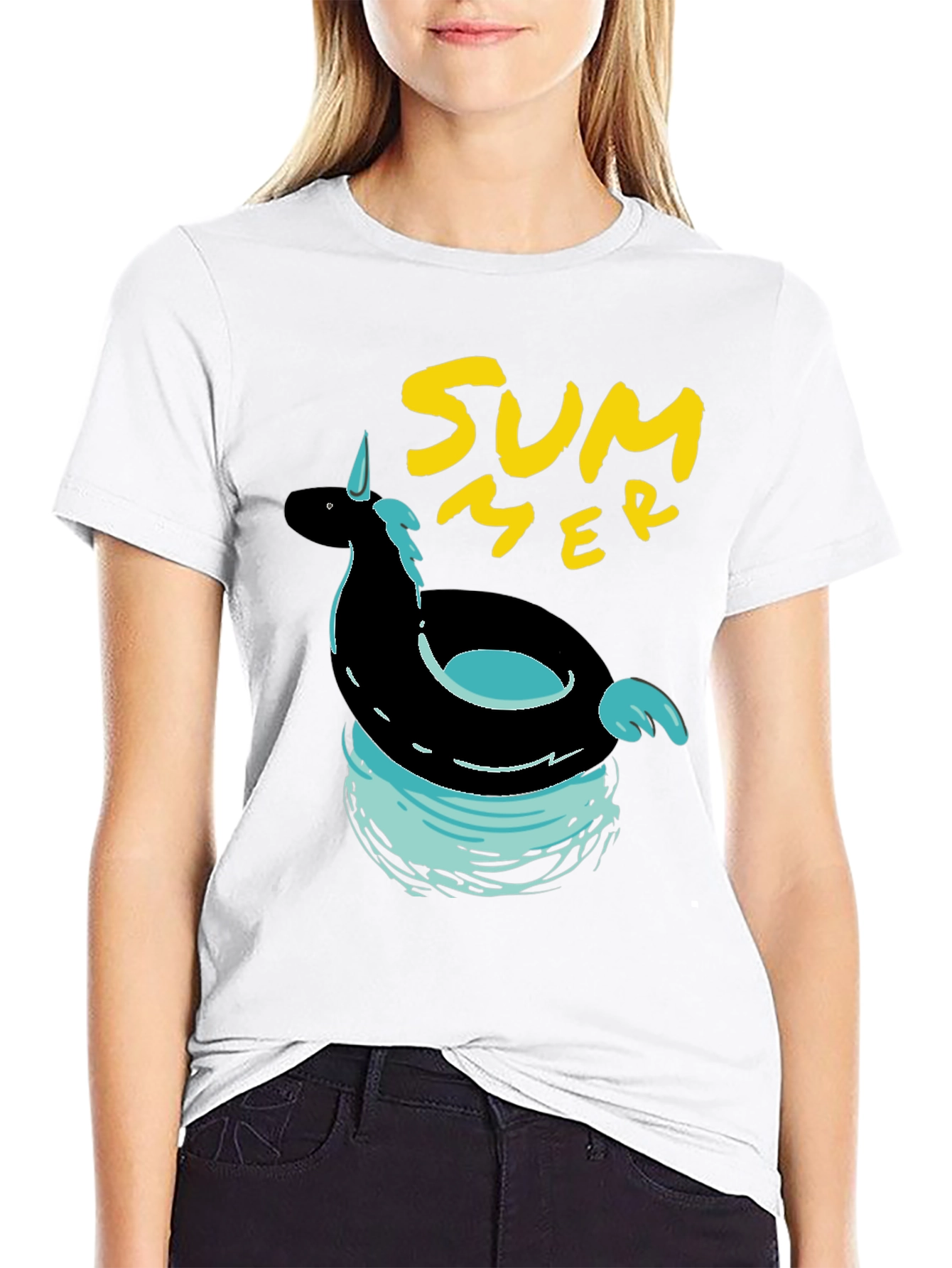 Summer Unicorn Pool Float Graphic Tee