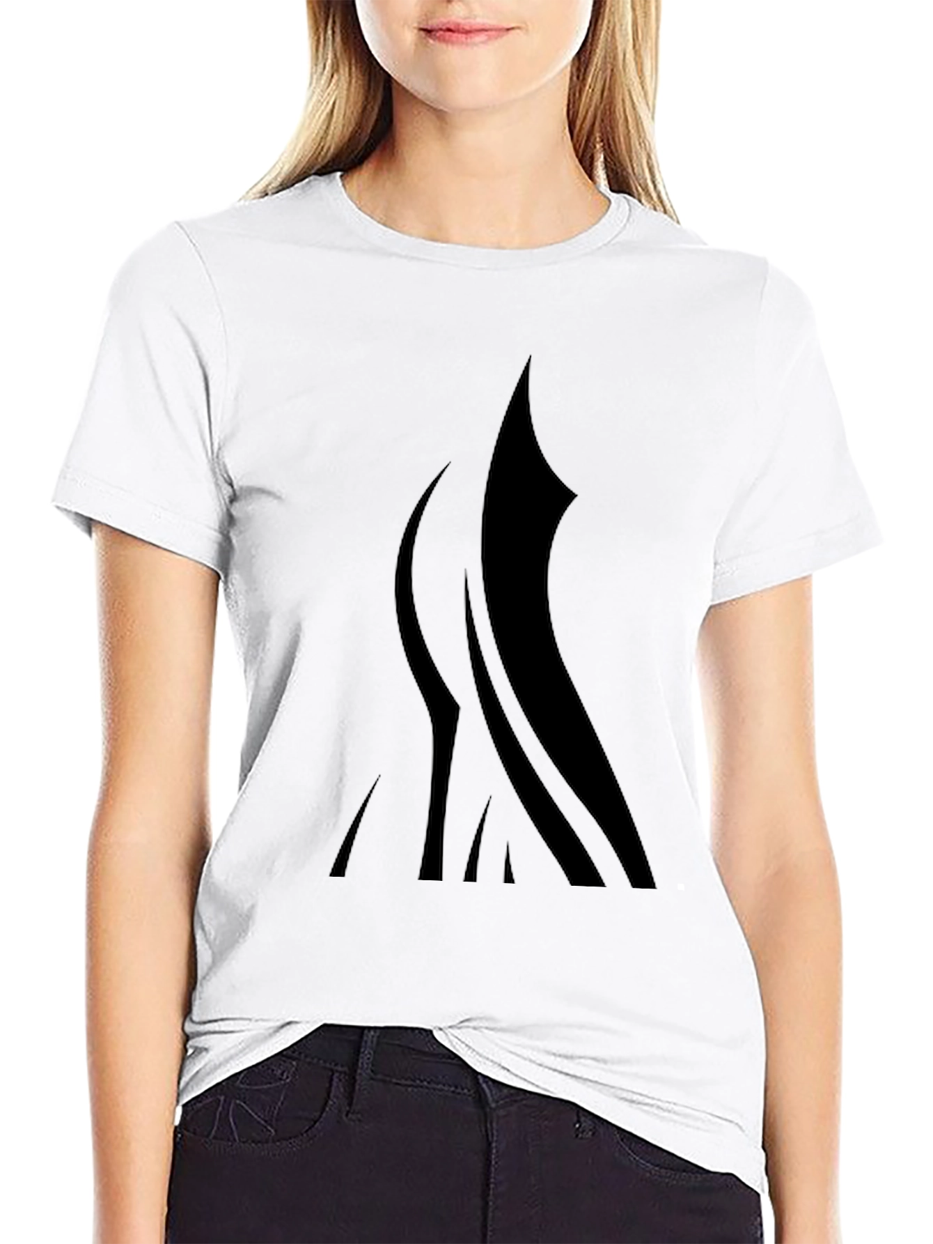Black T-Shirt with Abstract Flame Design