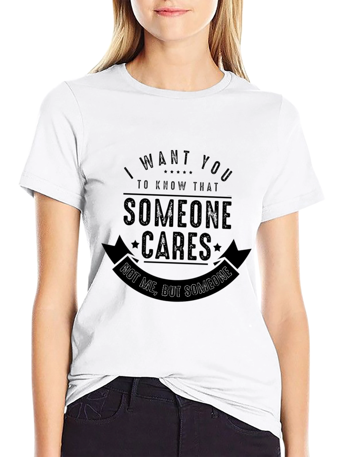 Humorous Someone Cares Graphic Black T-Shirt