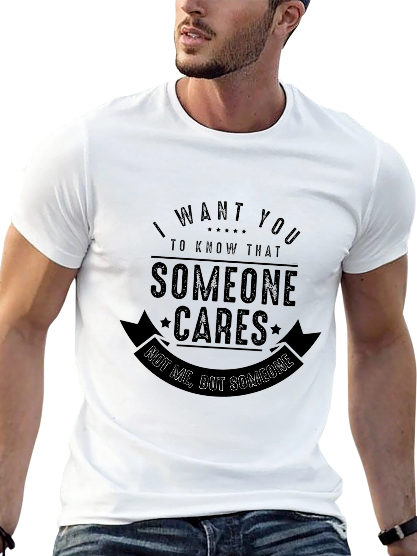 Humorous Someone Cares Graphic Black T-Shirt