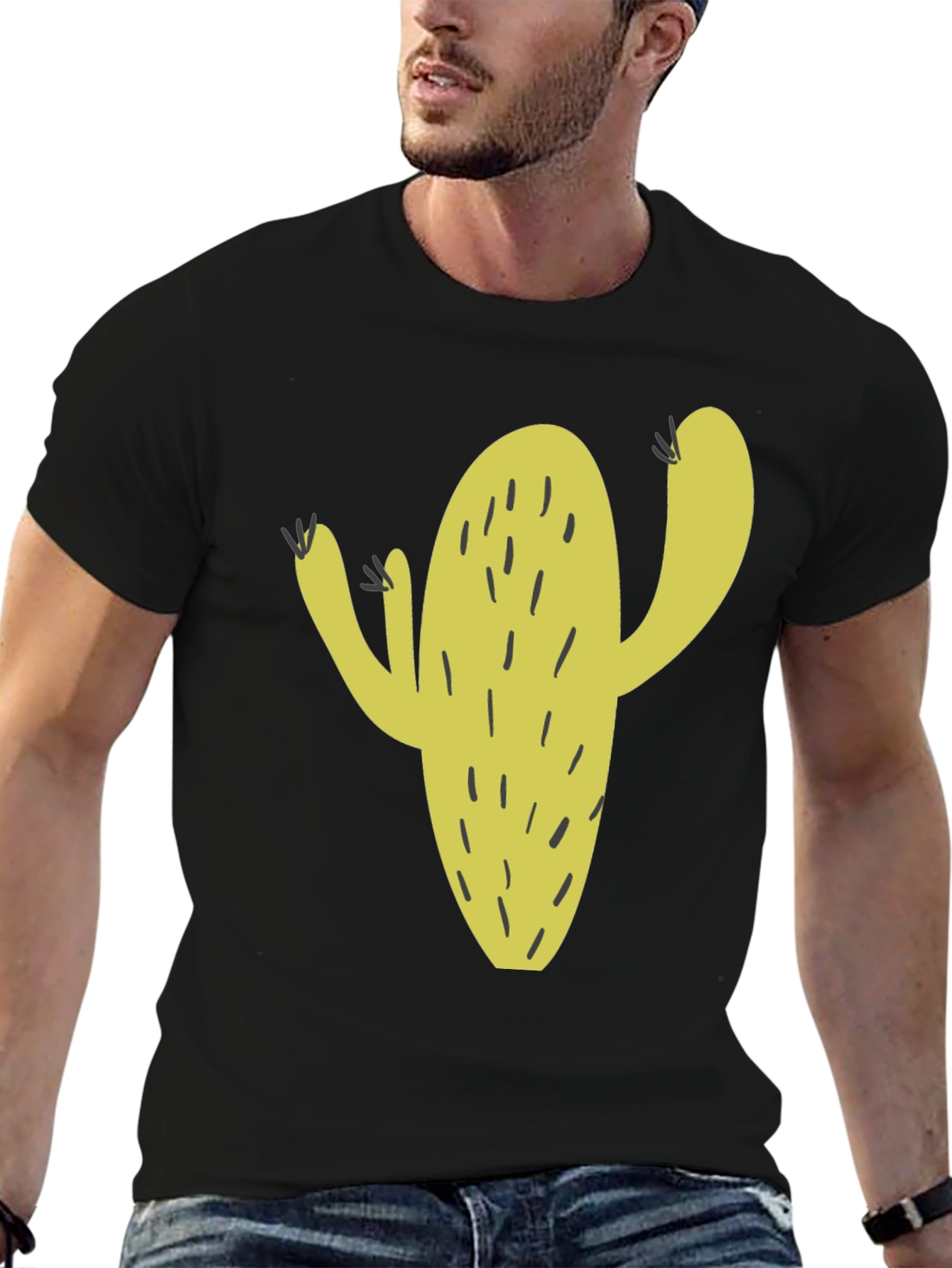 Cactus Graphic Tee - Black Cotton Casual Wear