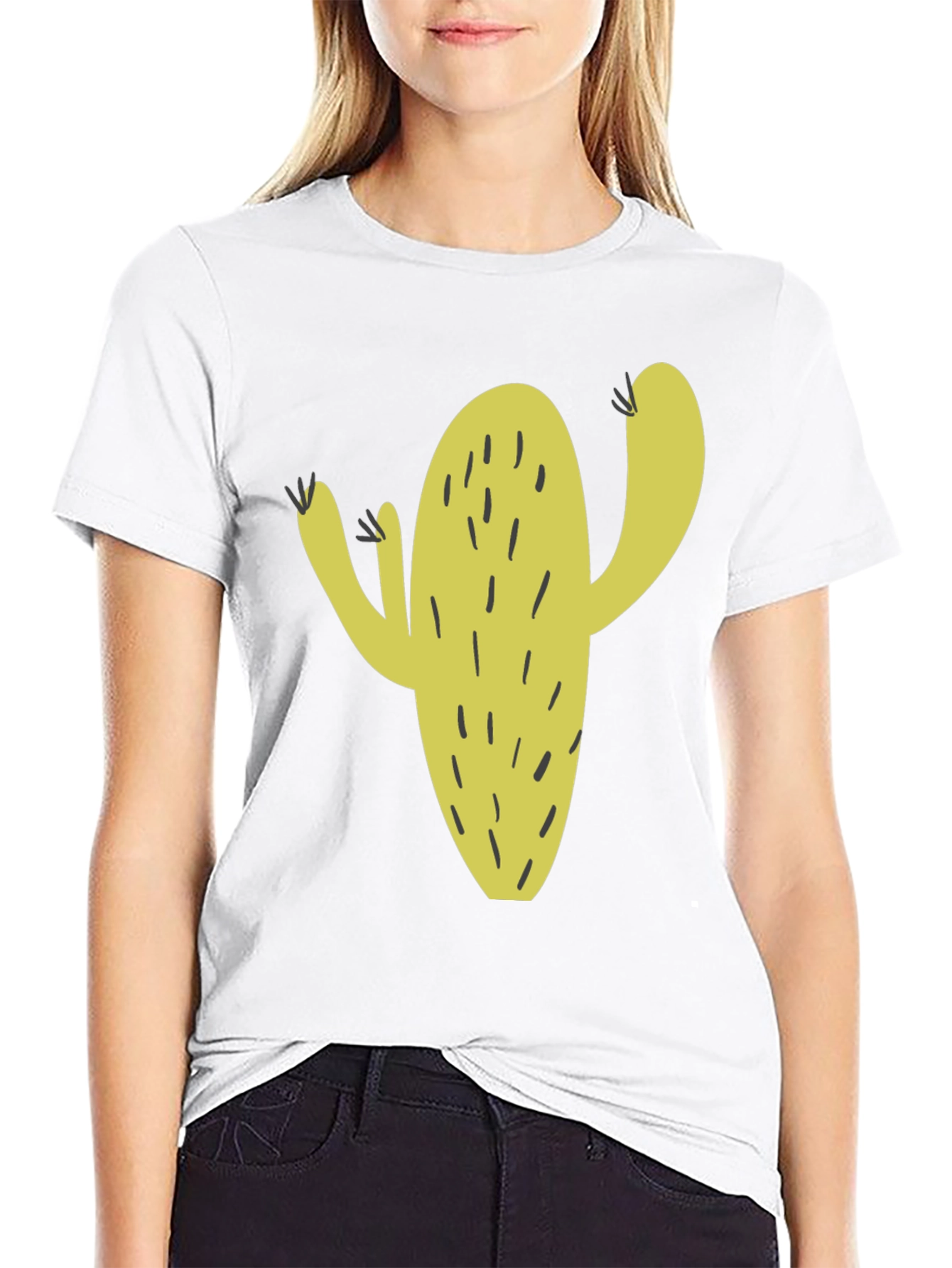 Cactus Graphic Tee - Black Cotton Casual Wear