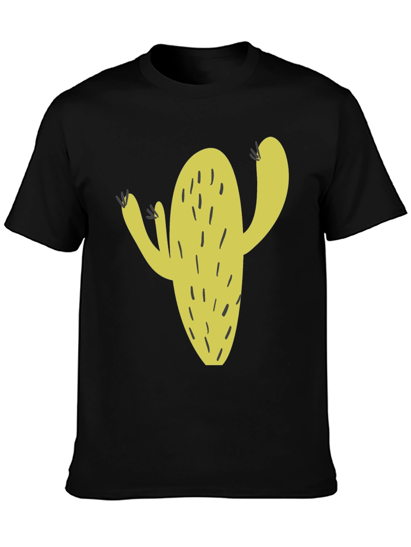Cactus Graphic Tee - Black Cotton Casual Wear