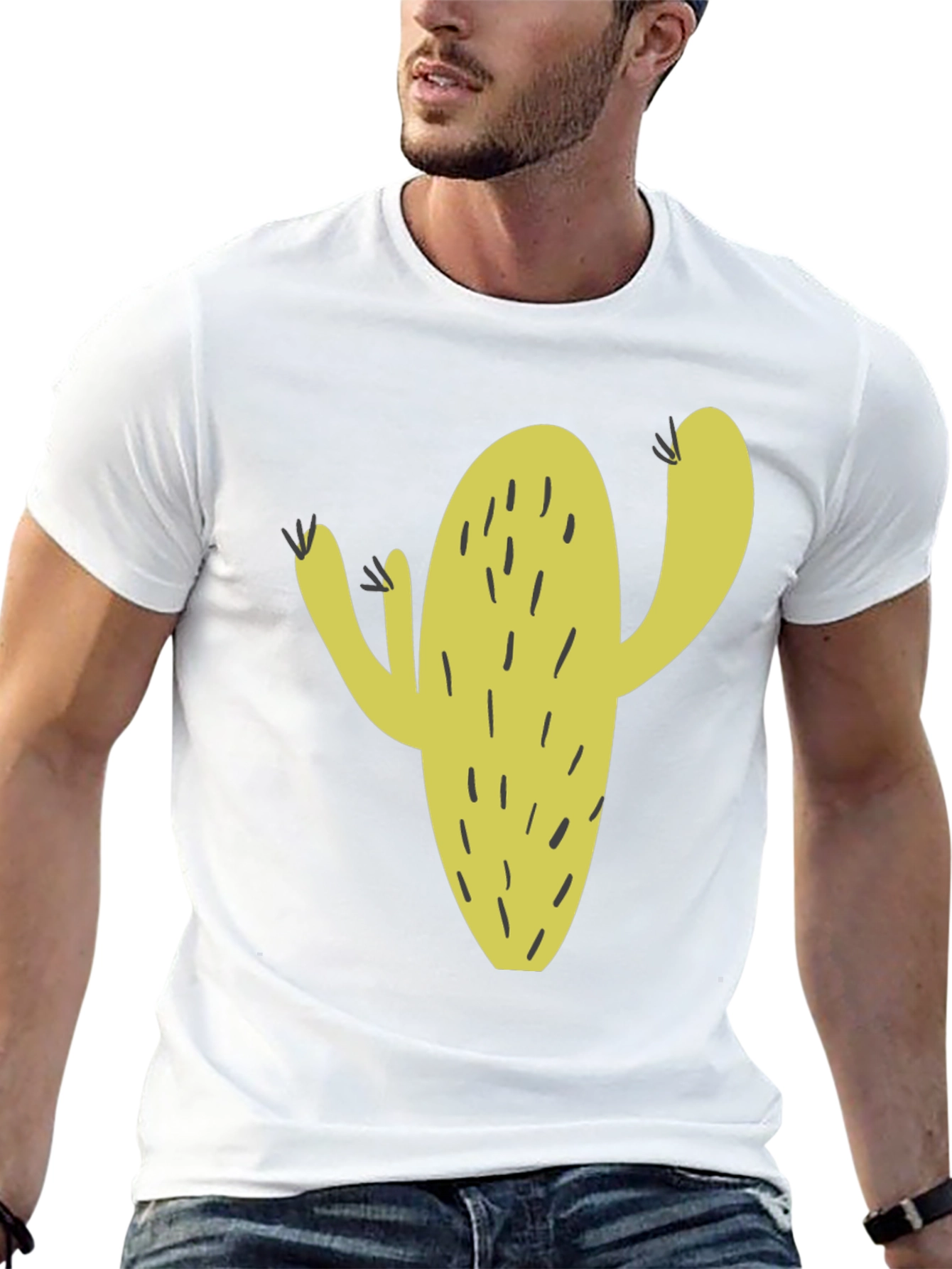 Cactus Graphic Tee - Black Cotton Casual Wear