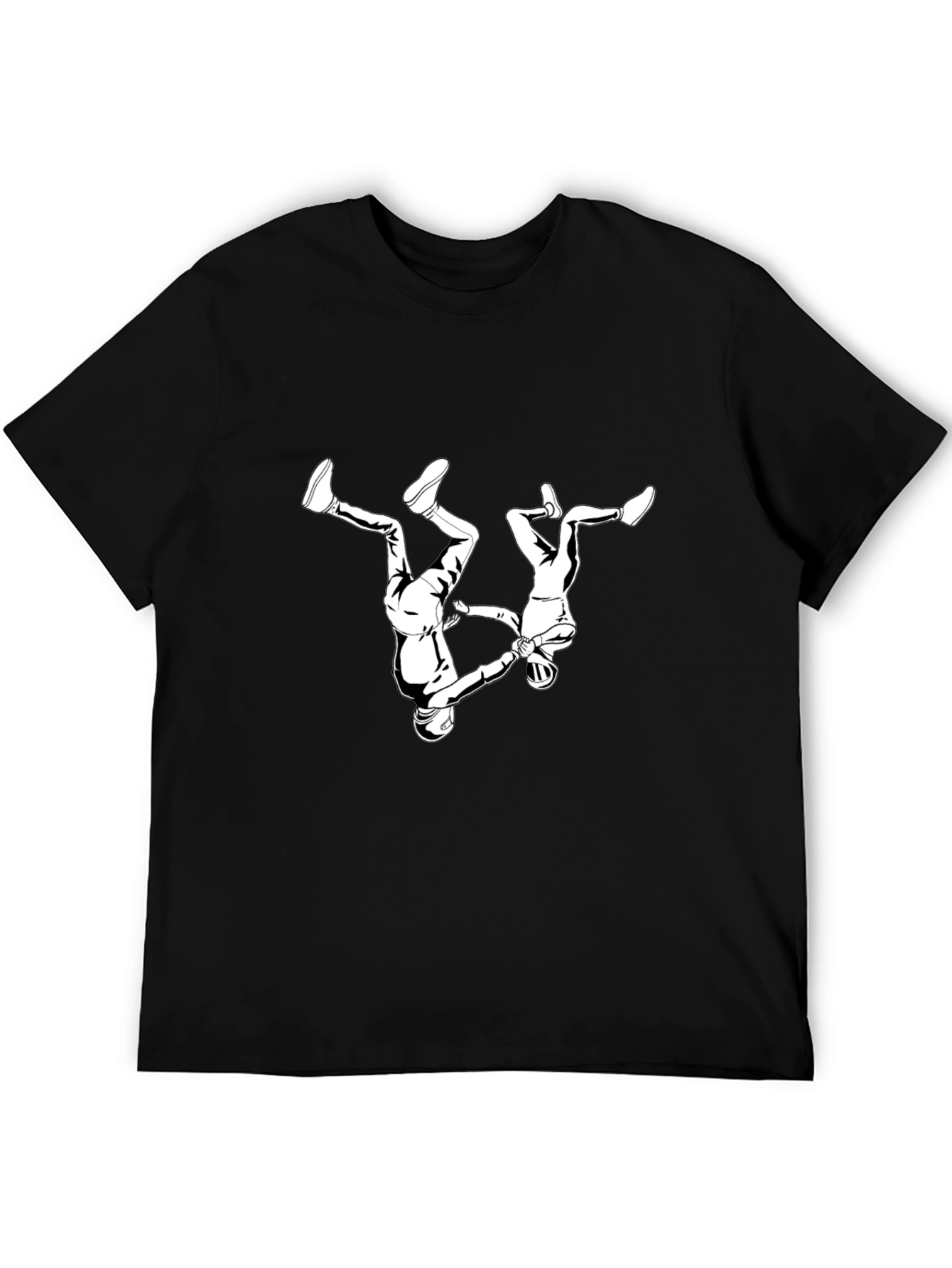 Skydiving Duo Graphic Tee - Black Cotton T-Shirt