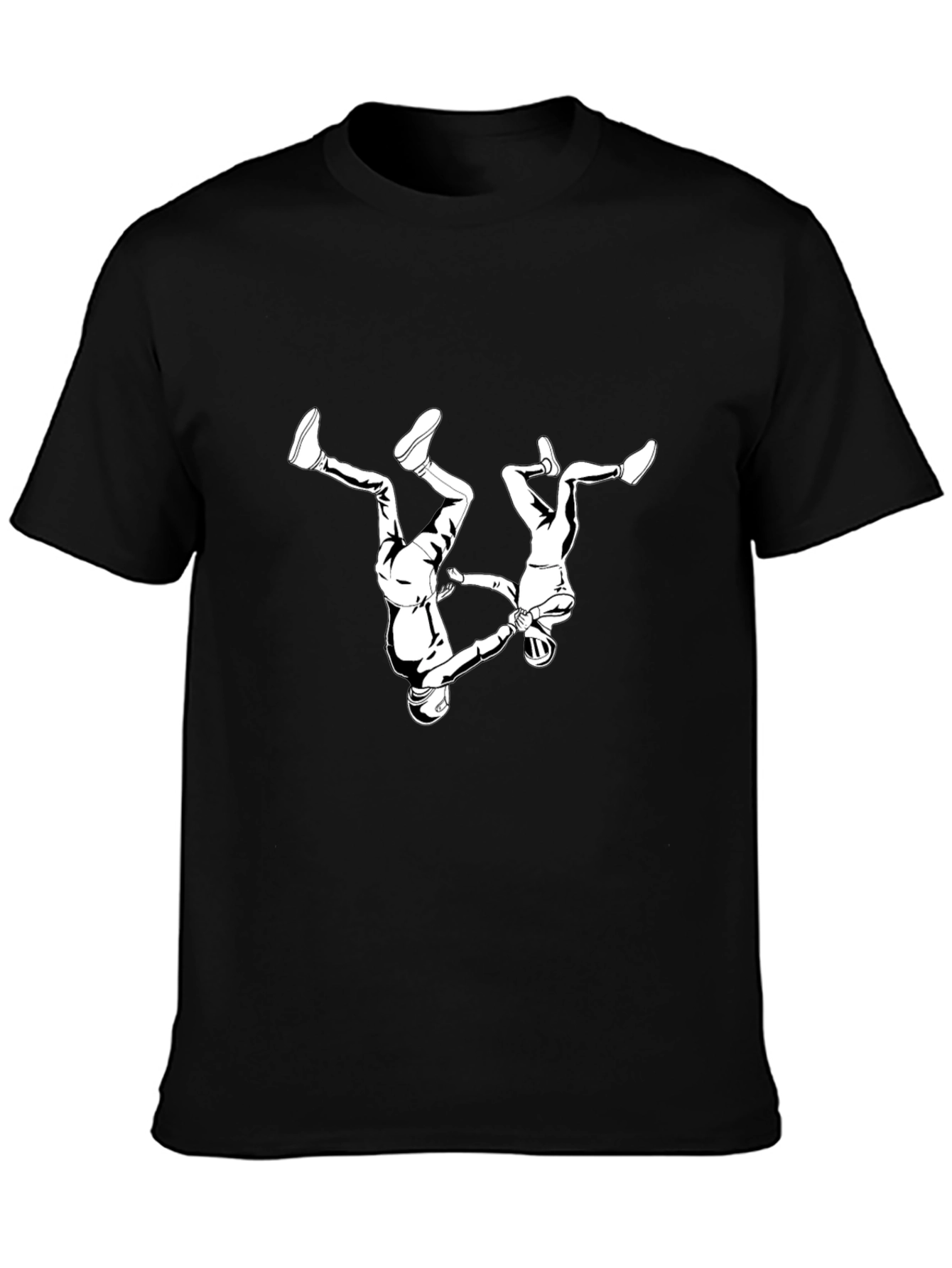 Skydiving Duo Graphic Tee - Black Cotton T-Shirt