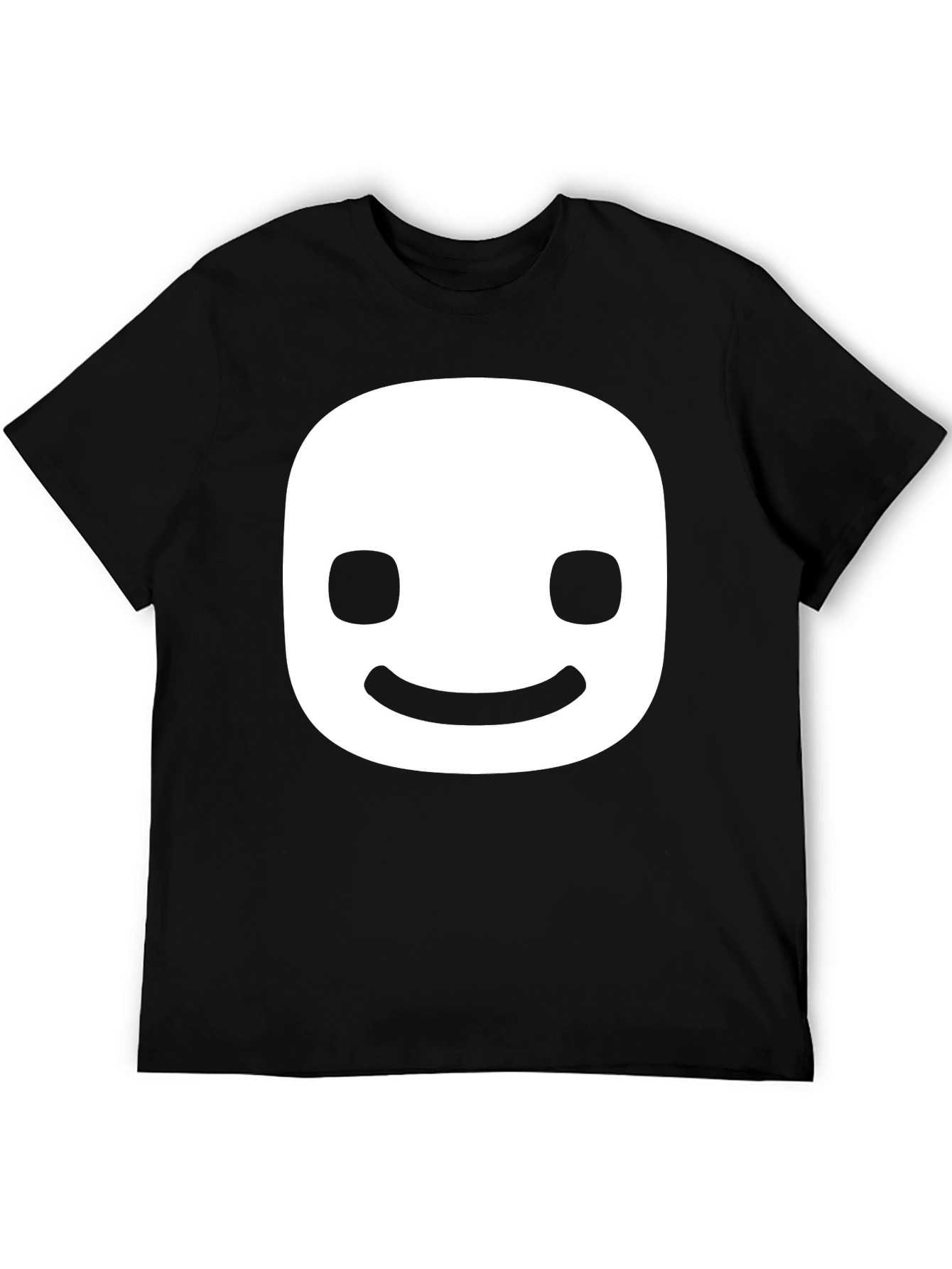 Smiling Face Graphic Tee - Black Cotton Blend