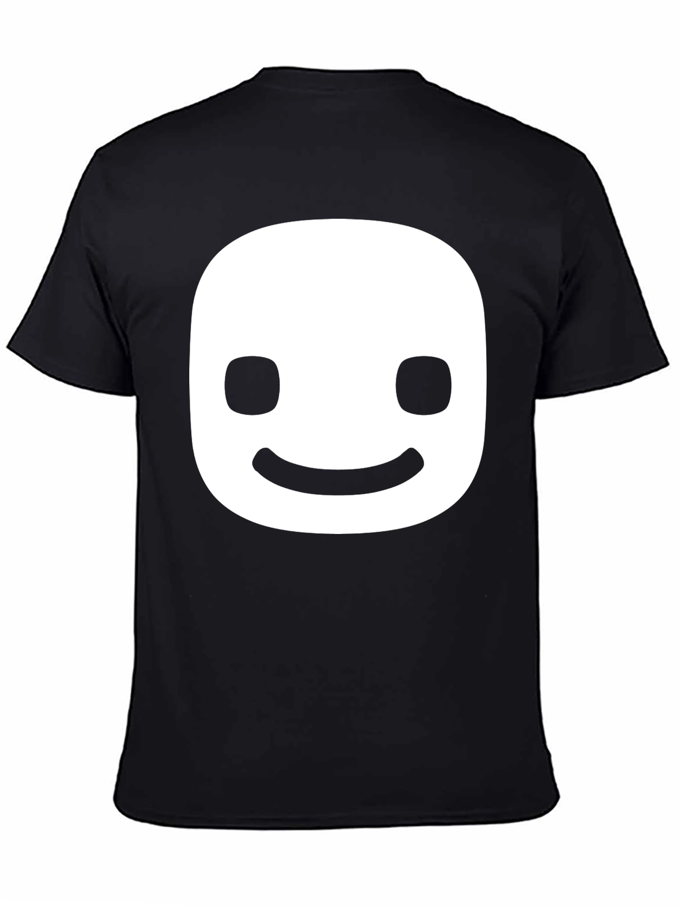 Smiling Face Graphic Tee - Black Cotton Blend