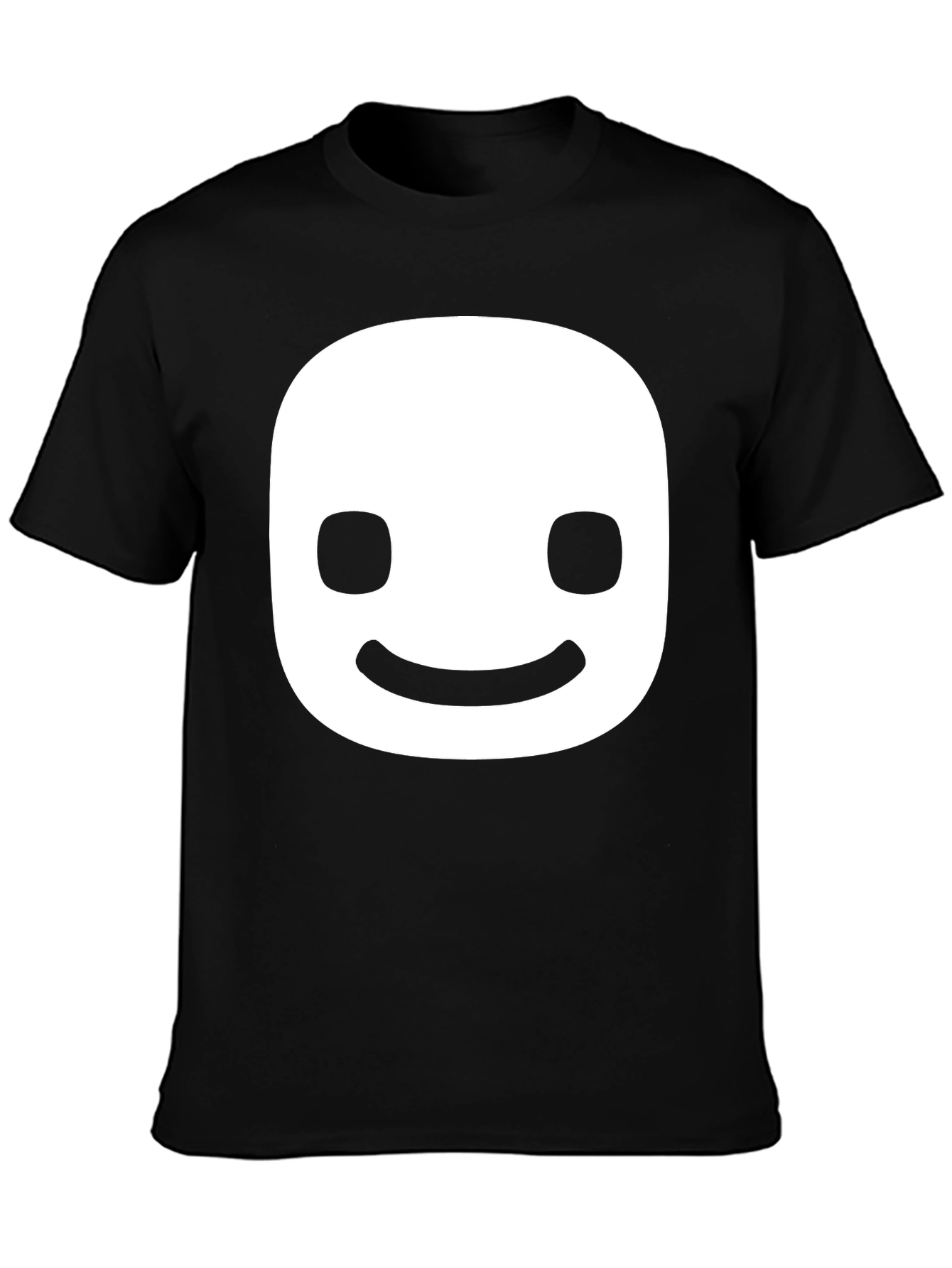 Smiling Face Graphic Tee - Black Cotton Blend