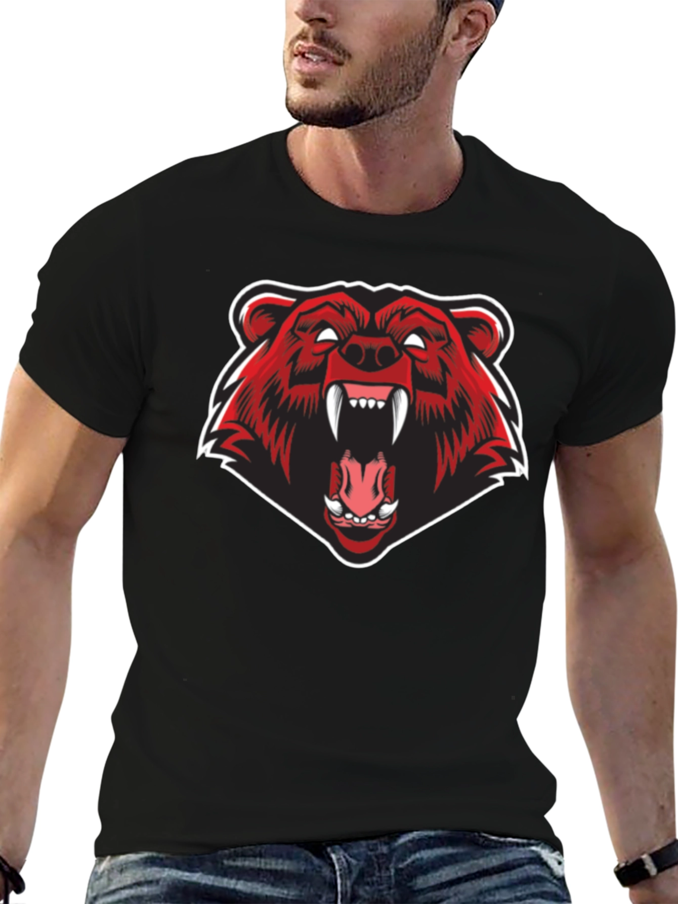 Mens Black Bear Graphic Tee
