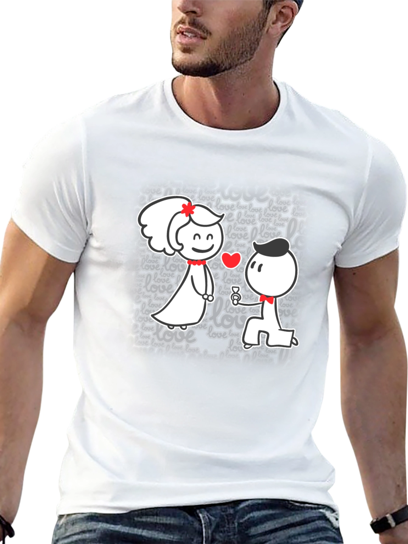 Cute Love Proposal Black T-Shirt
