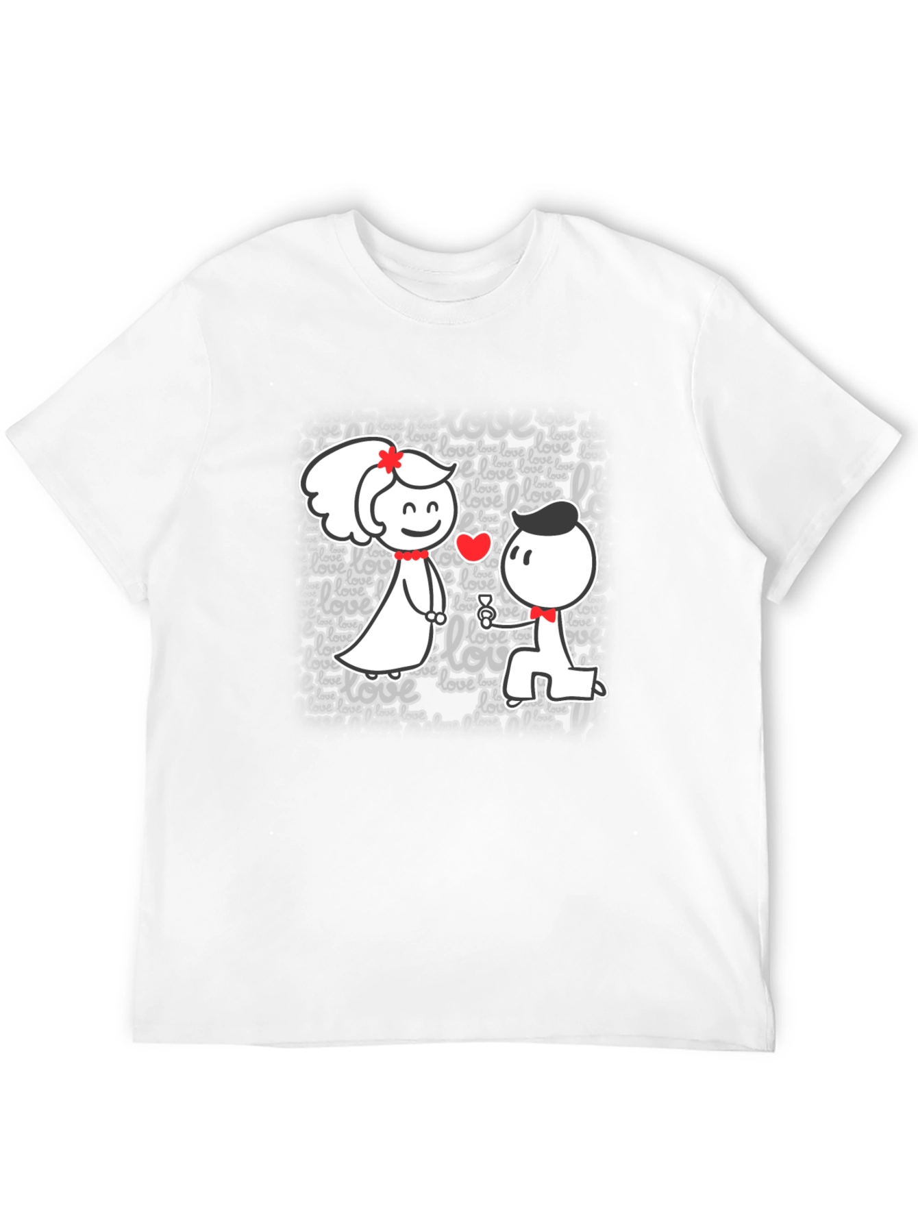 Cute Love Proposal Black T-Shirt