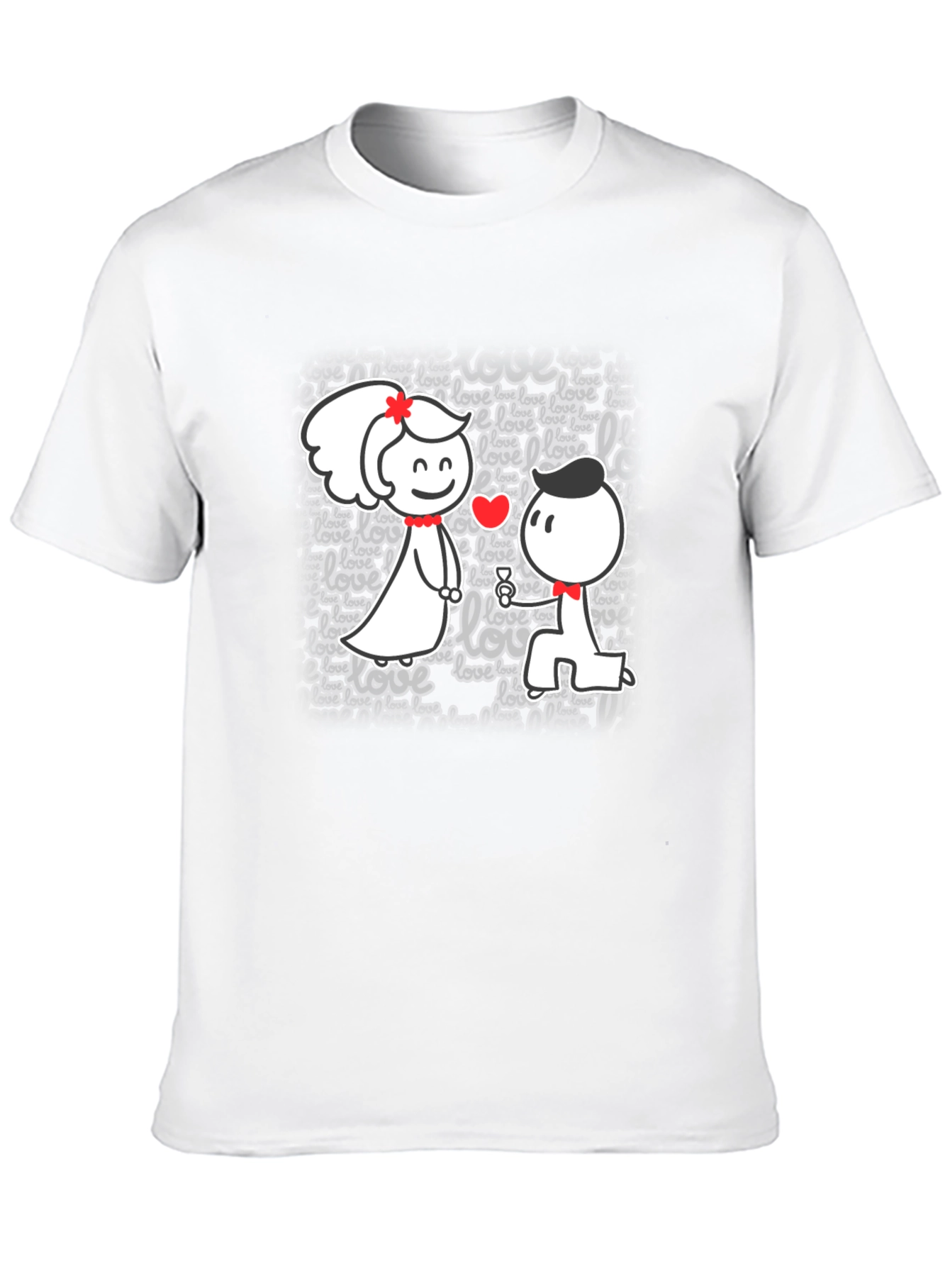 Cute Love Proposal Black T-Shirt