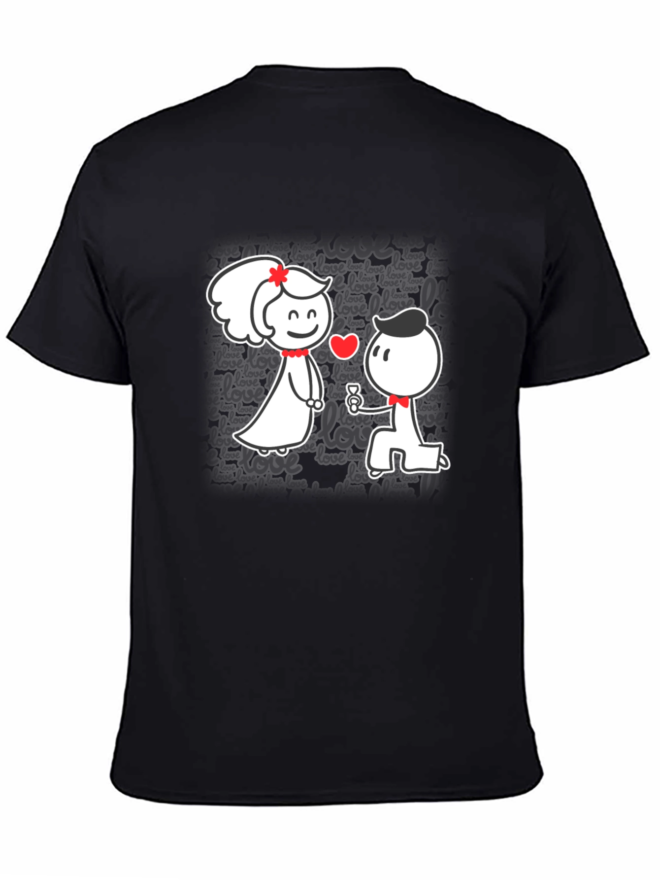 Cute Love Proposal Black T-Shirt