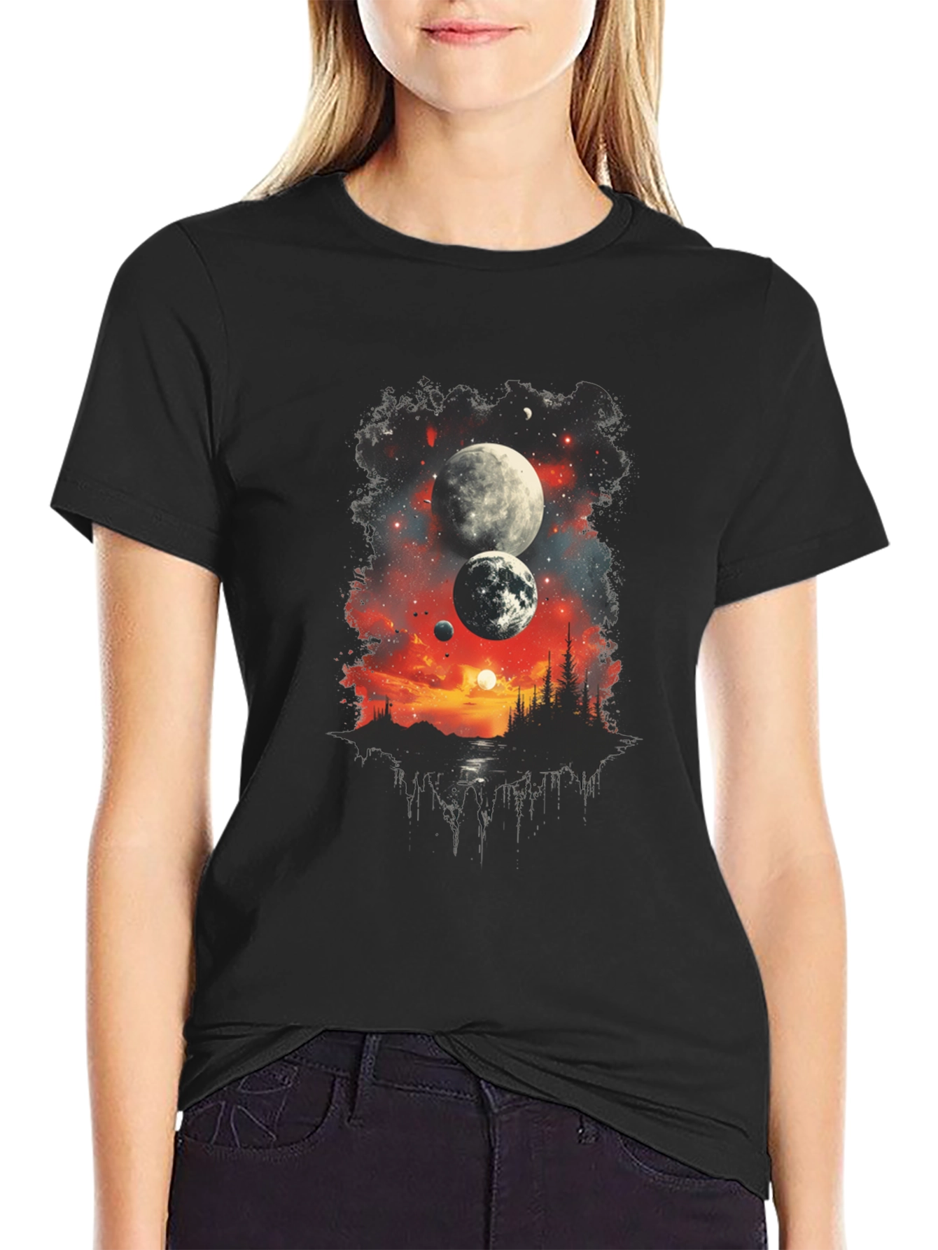 Cosmic Landscape Graphic Tee - Black T-Shirt