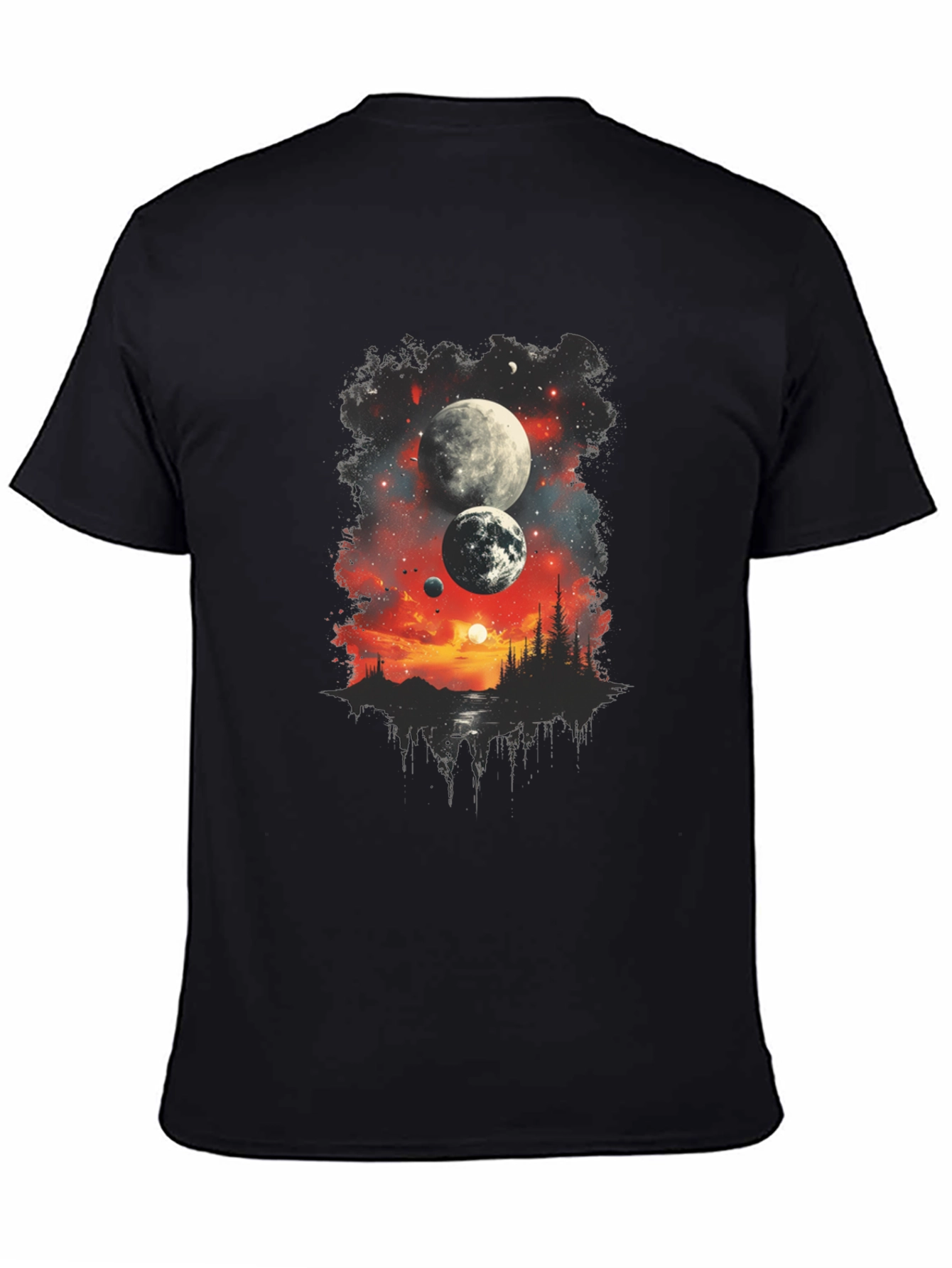 Cosmic Landscape Graphic Tee - Black T-Shirt
