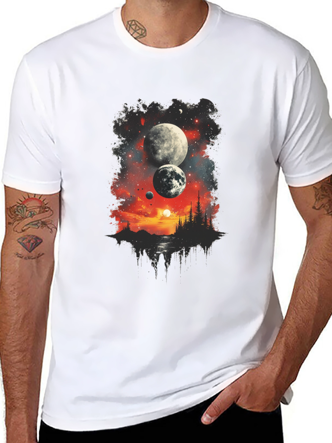 Cosmic Landscape Graphic Tee - Black T-Shirt