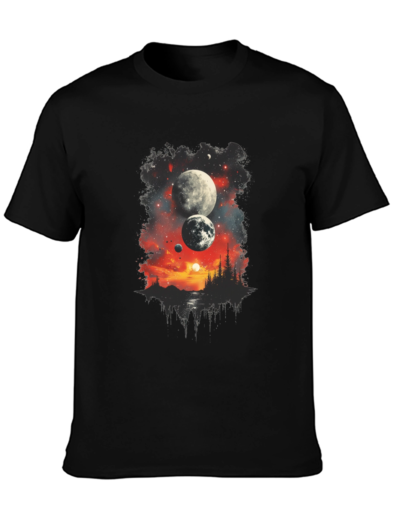 Cosmic Landscape Graphic Tee - Black T-Shirt