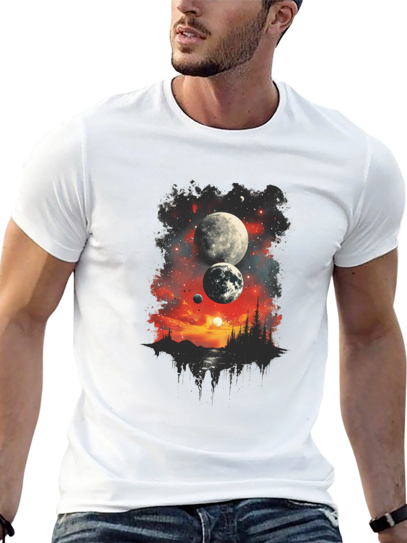 Cosmic Landscape Graphic Tee - Black T-Shirt