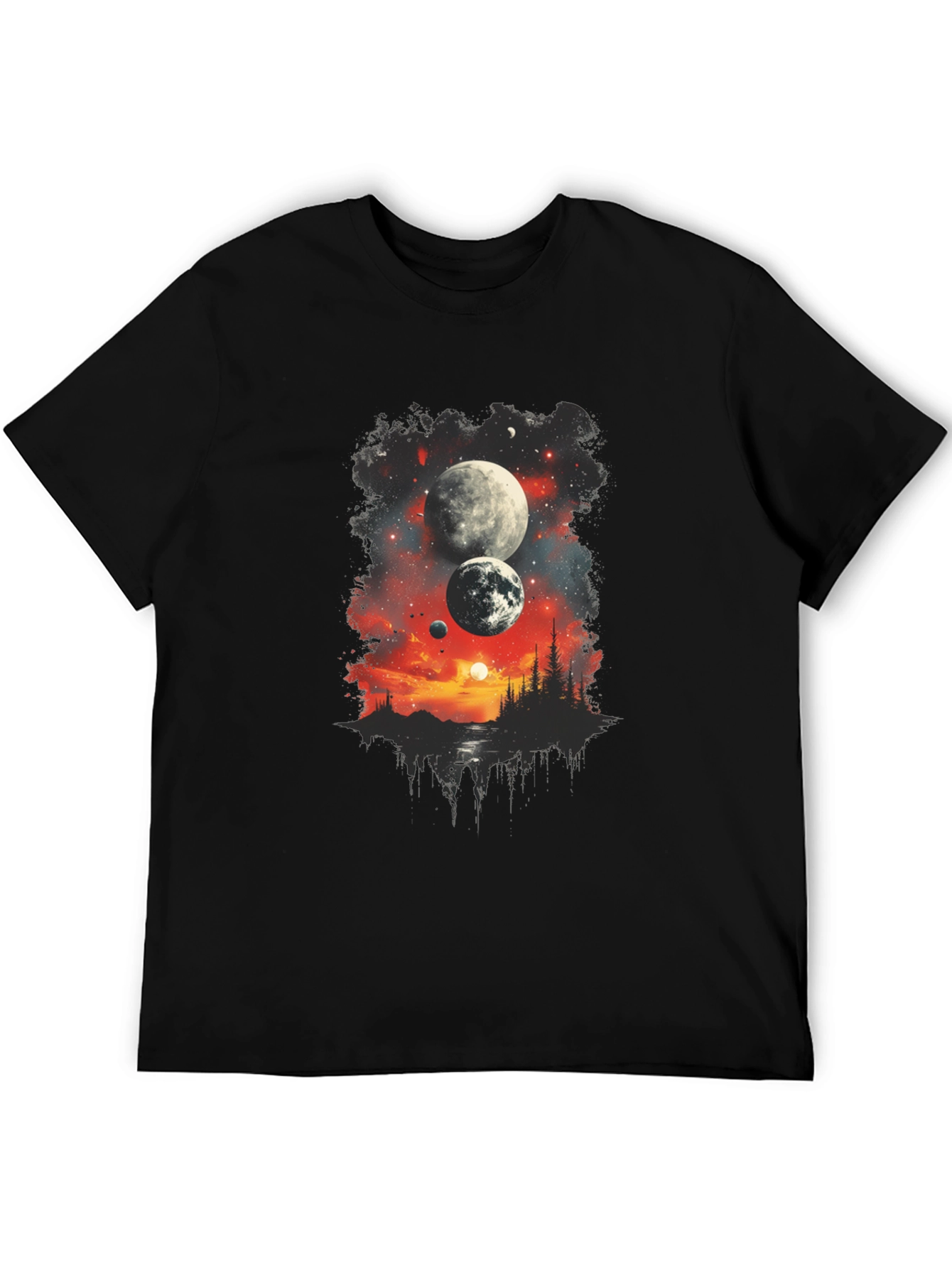 Cosmic Landscape Graphic Tee - Black T-Shirt