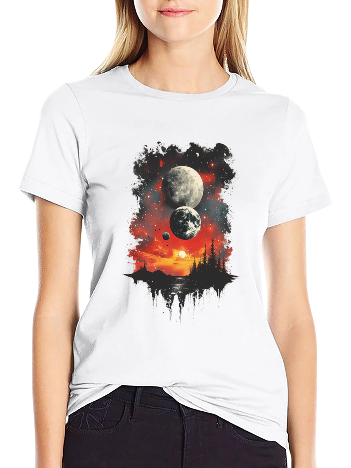 Cosmic Landscape Graphic Tee - Black T-Shirt