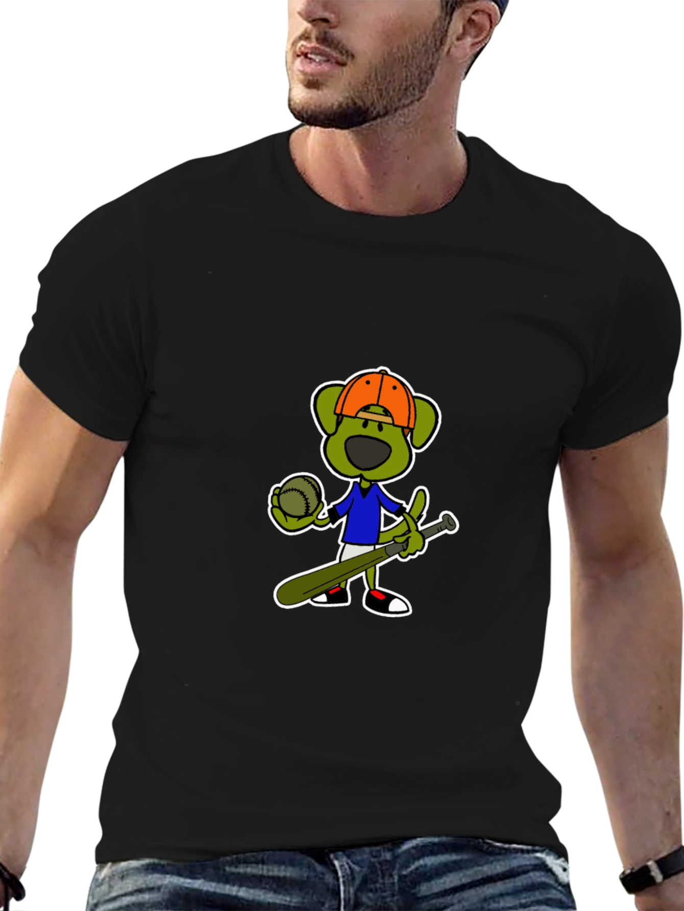Cartoon Baseball Dog T-Shirt