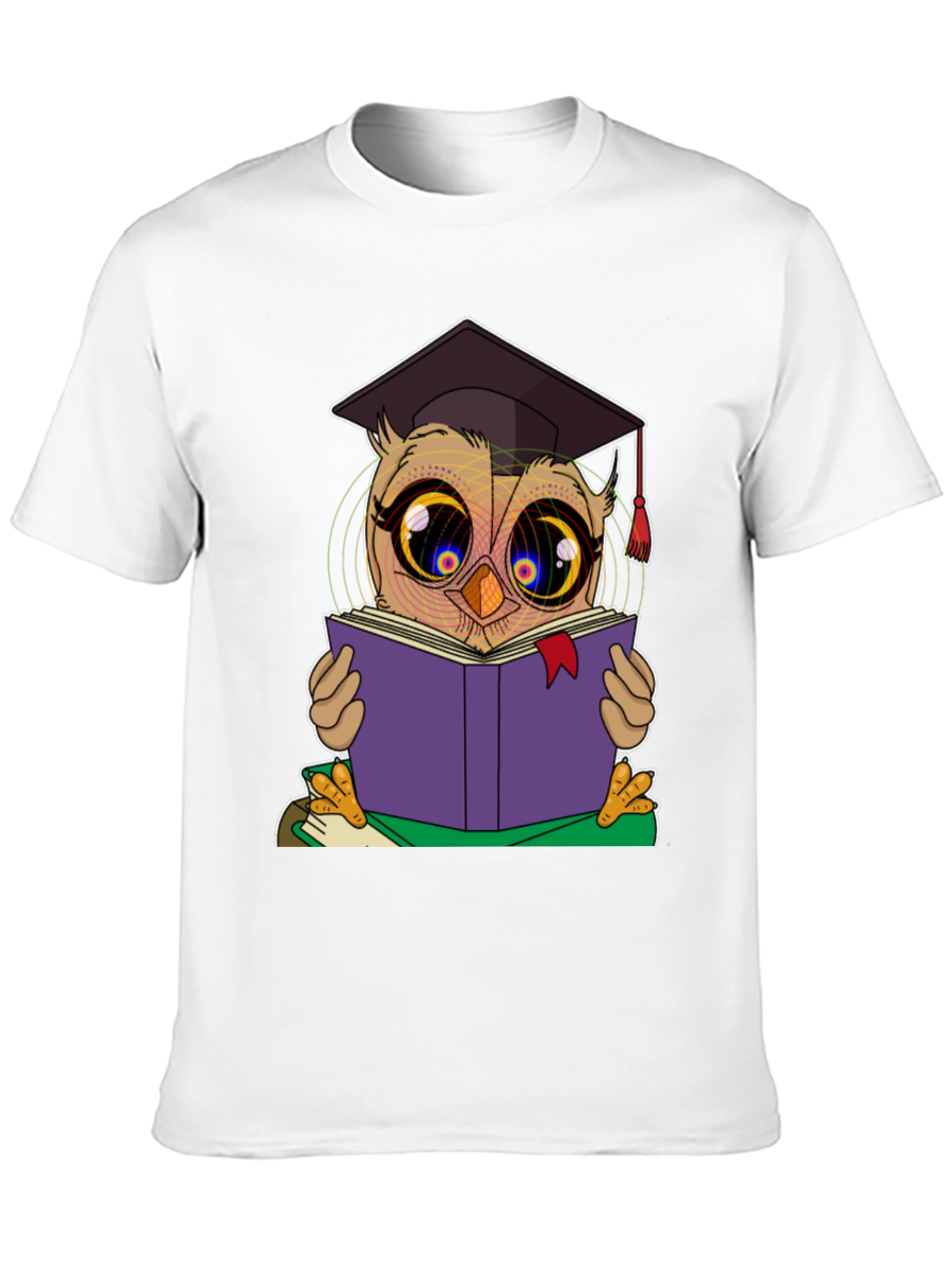 Graduation Owl Reading Book Black T-Shirt