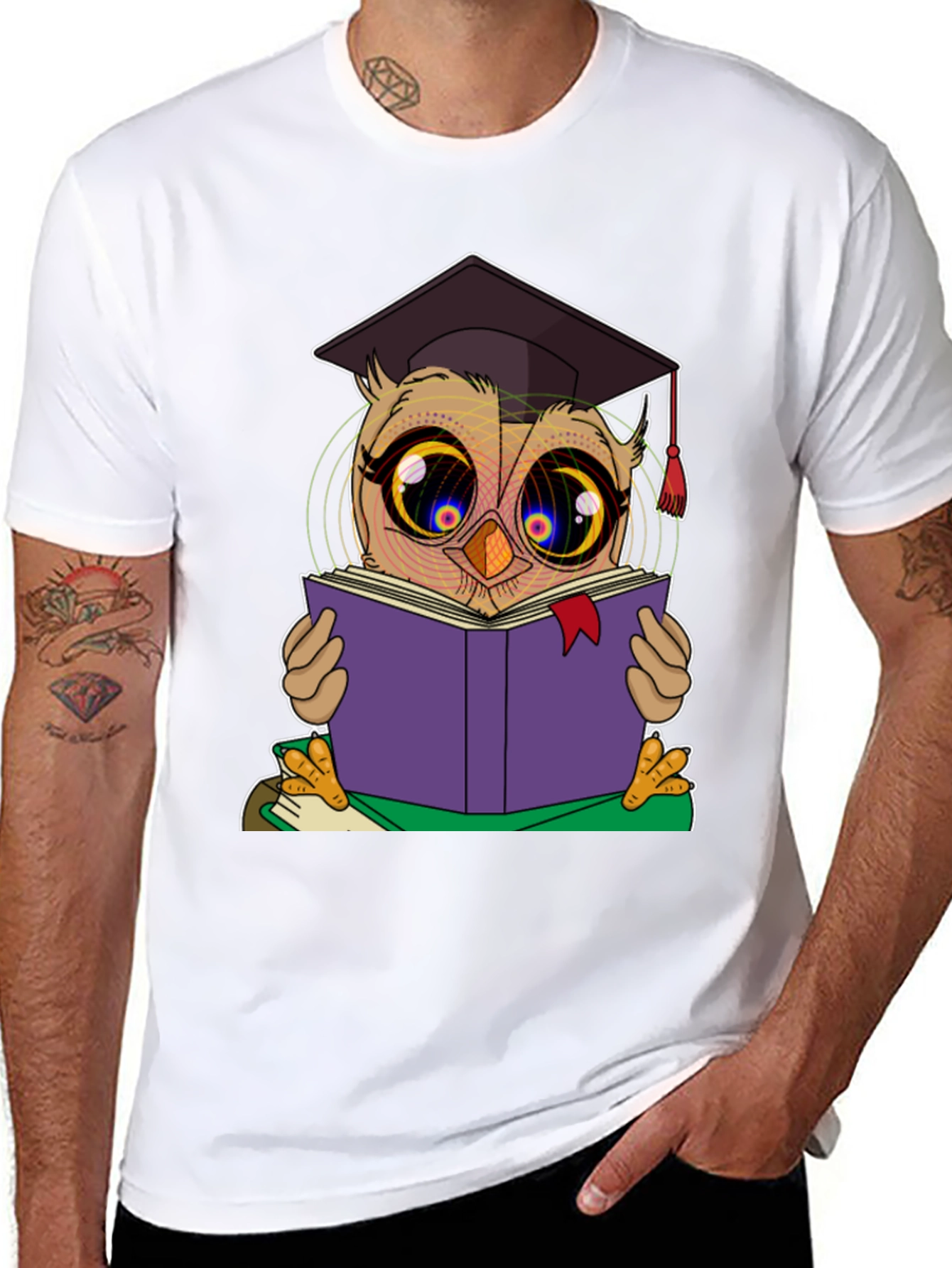 Graduation Owl Reading Book Black T-Shirt