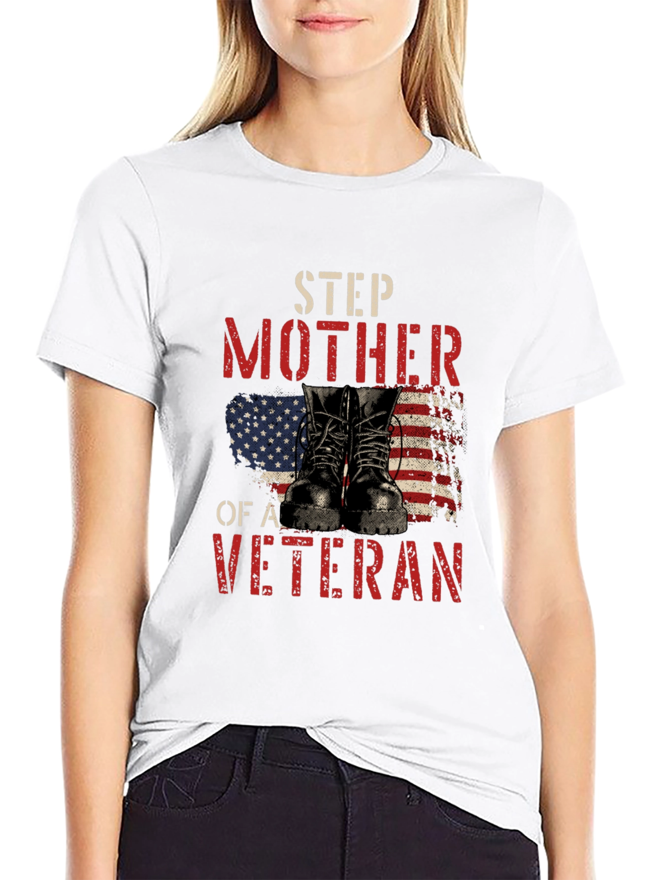 Step Mother of a Veteran Patriotic T-Shirt
