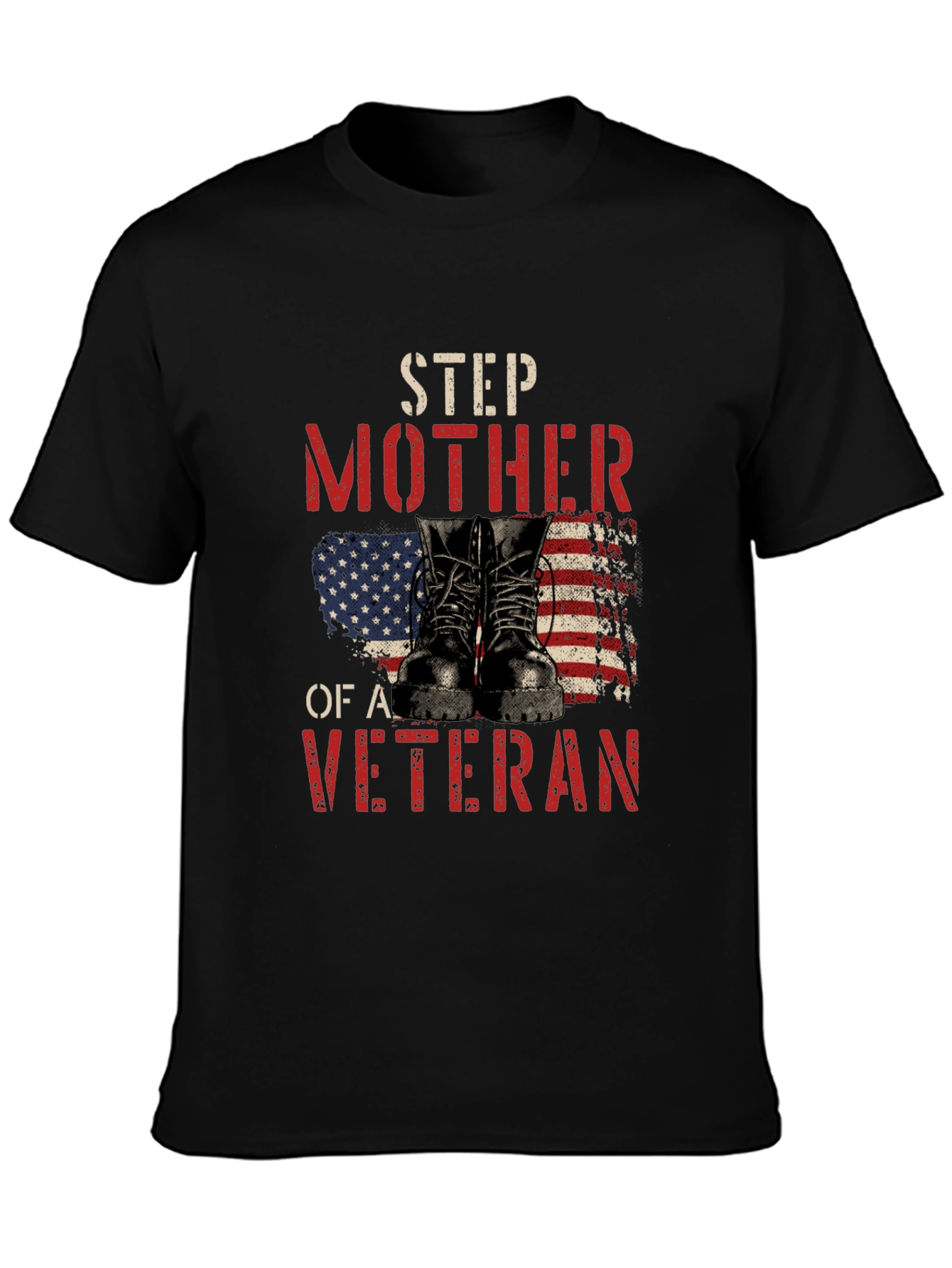 Step Mother of a Veteran Patriotic T-Shirt