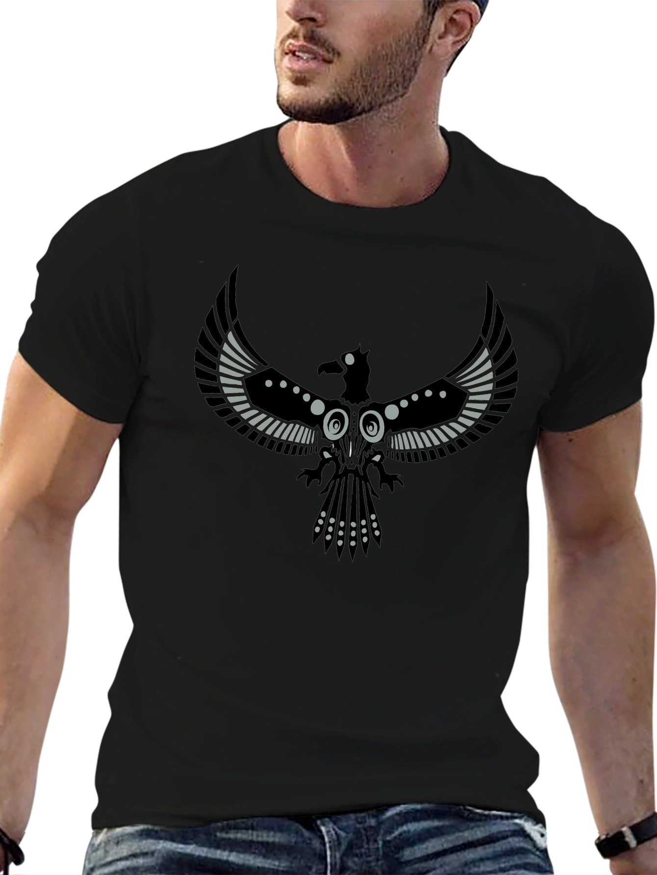 Raven Graphic T-Shirt - Stylish Bird Design